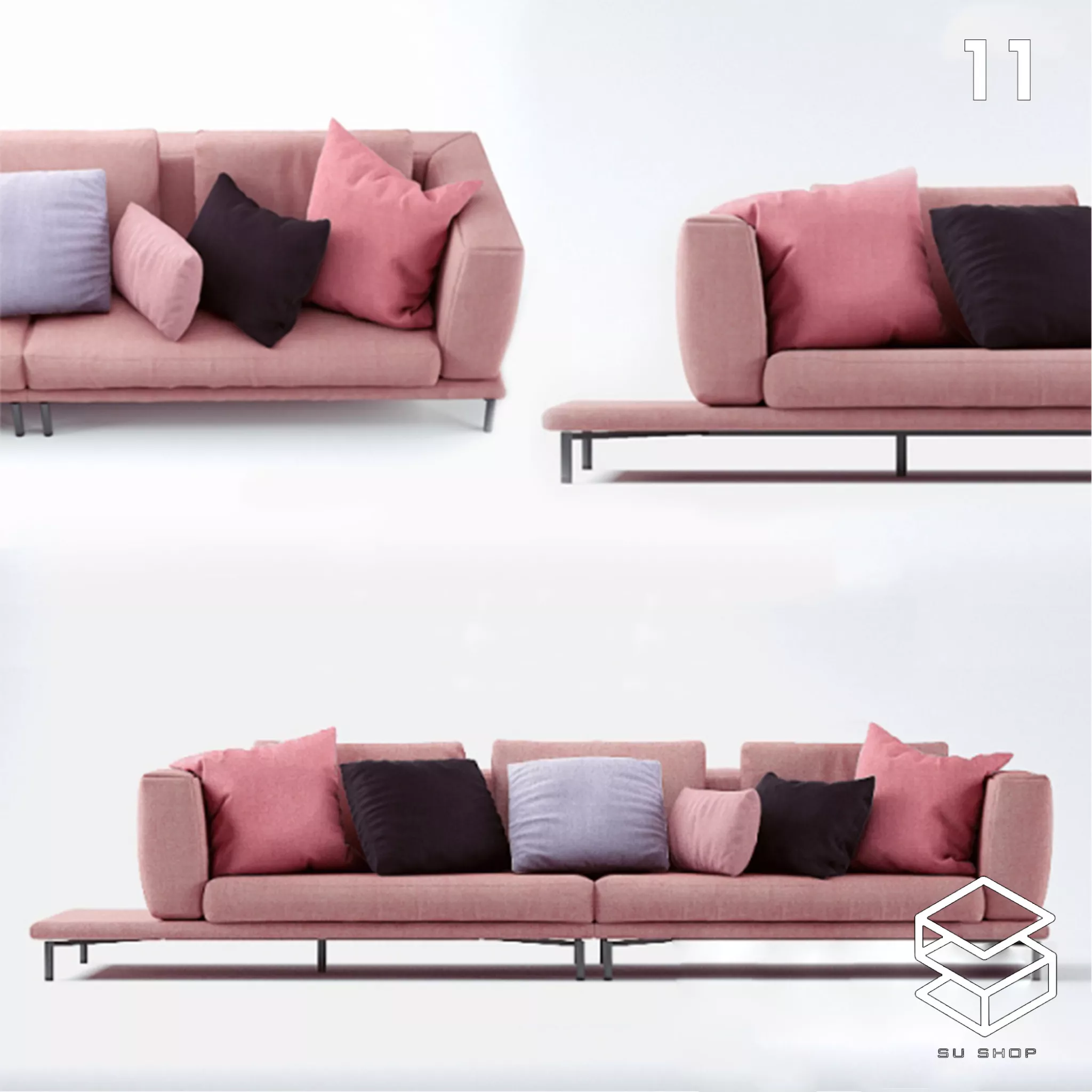 MODERN SOFA - SKETCHUP 3D MODEL - VRAY OR ENSCAPE - ID13397