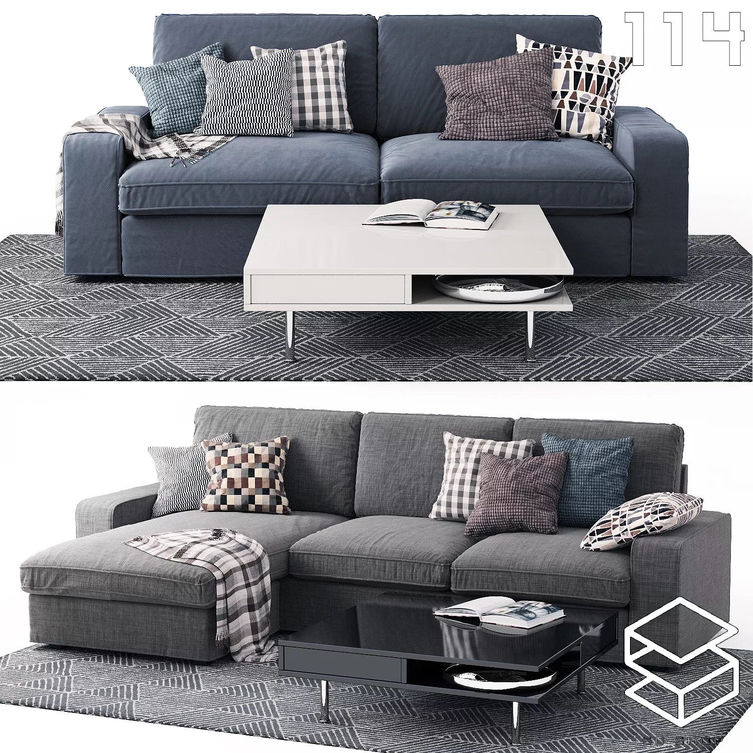 MODERN SOFA - SKETCHUP 3D MODEL - VRAY OR ENSCAPE - ID13402