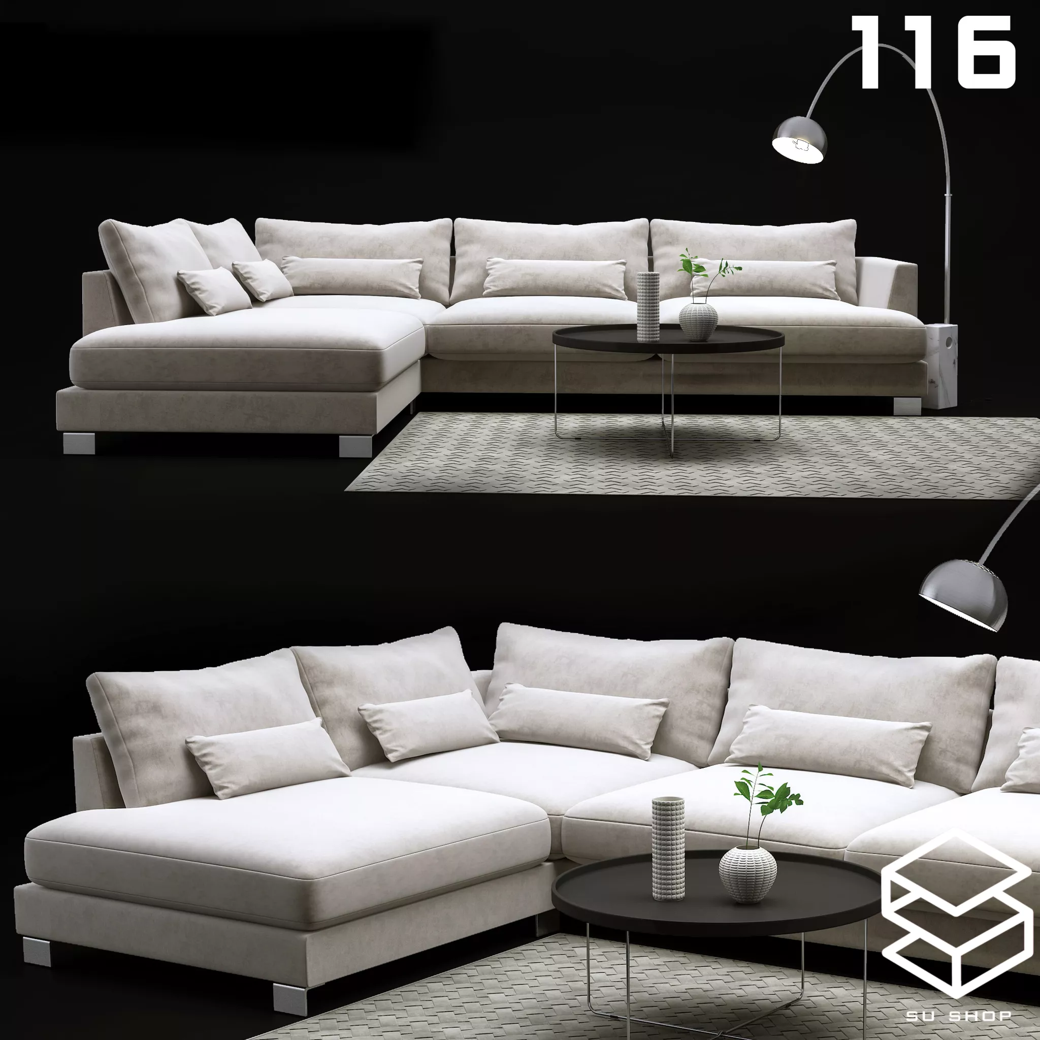 MODERN SOFA - SKETCHUP 3D MODEL - VRAY OR ENSCAPE - ID13404