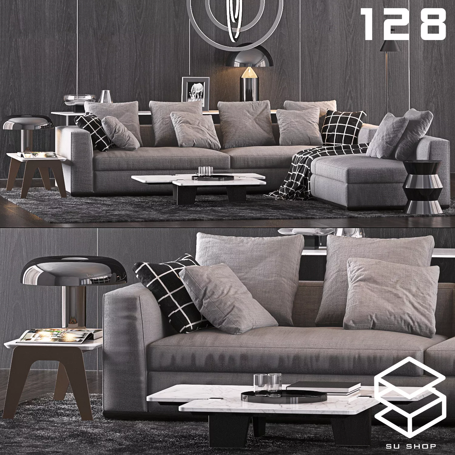 MODERN SOFA - SKETCHUP 3D MODEL - VRAY OR ENSCAPE - ID13417