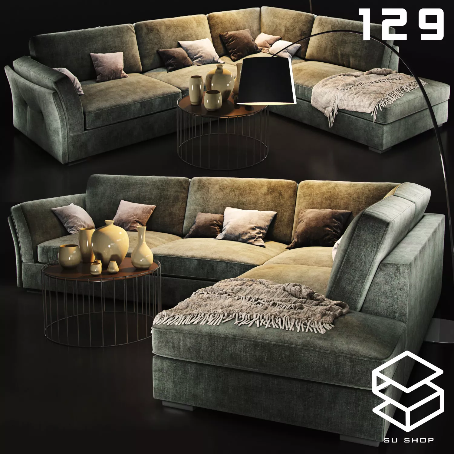 MODERN SOFA - SKETCHUP 3D MODEL - VRAY OR ENSCAPE - ID13418