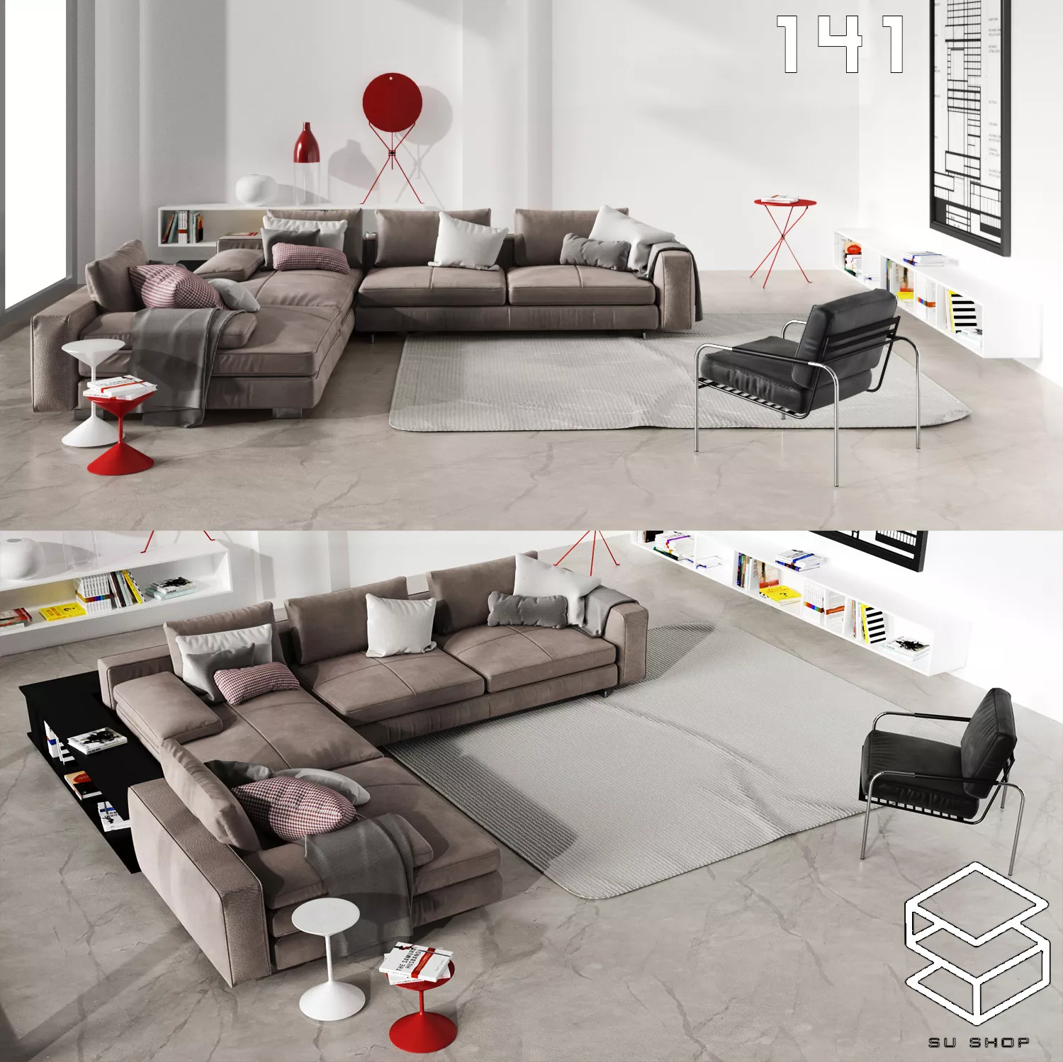 MODERN SOFA - SKETCHUP 3D MODEL - VRAY OR ENSCAPE - ID13432