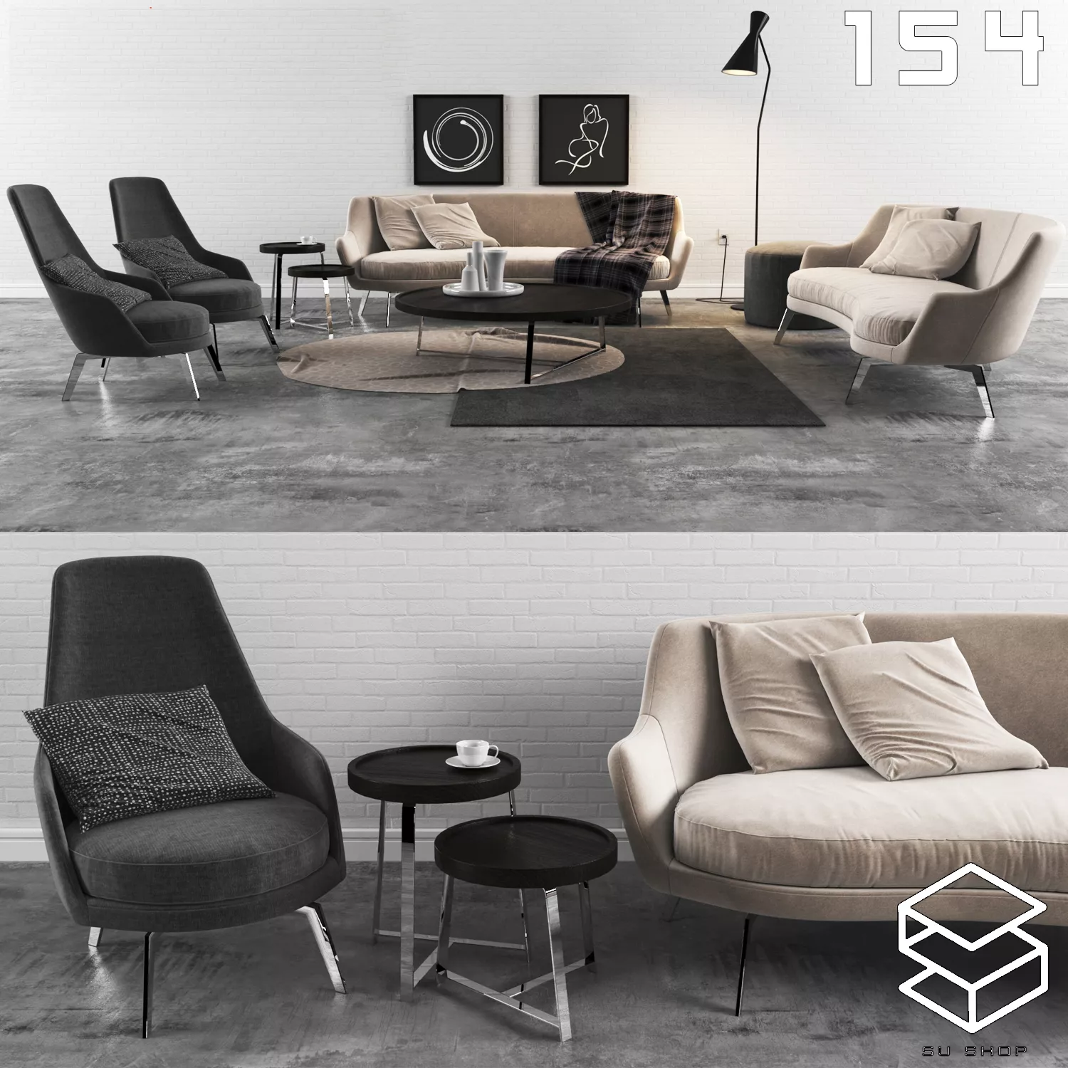 MODERN SOFA - SKETCHUP 3D MODEL - VRAY OR ENSCAPE - ID13446