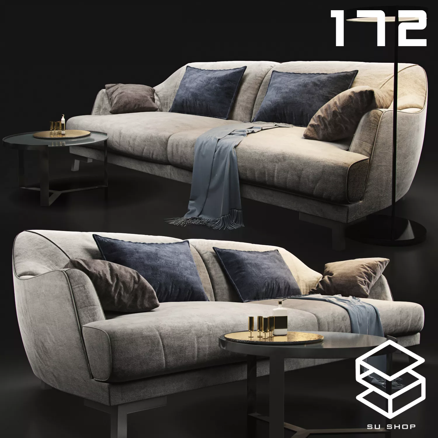 MODERN SOFA - SKETCHUP 3D MODEL - VRAY OR ENSCAPE - ID13466