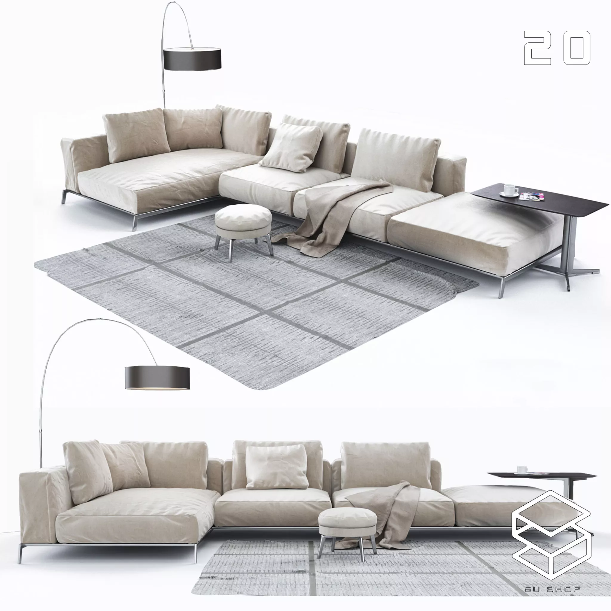 MODERN SOFA - SKETCHUP 3D MODEL - VRAY OR ENSCAPE - ID13497