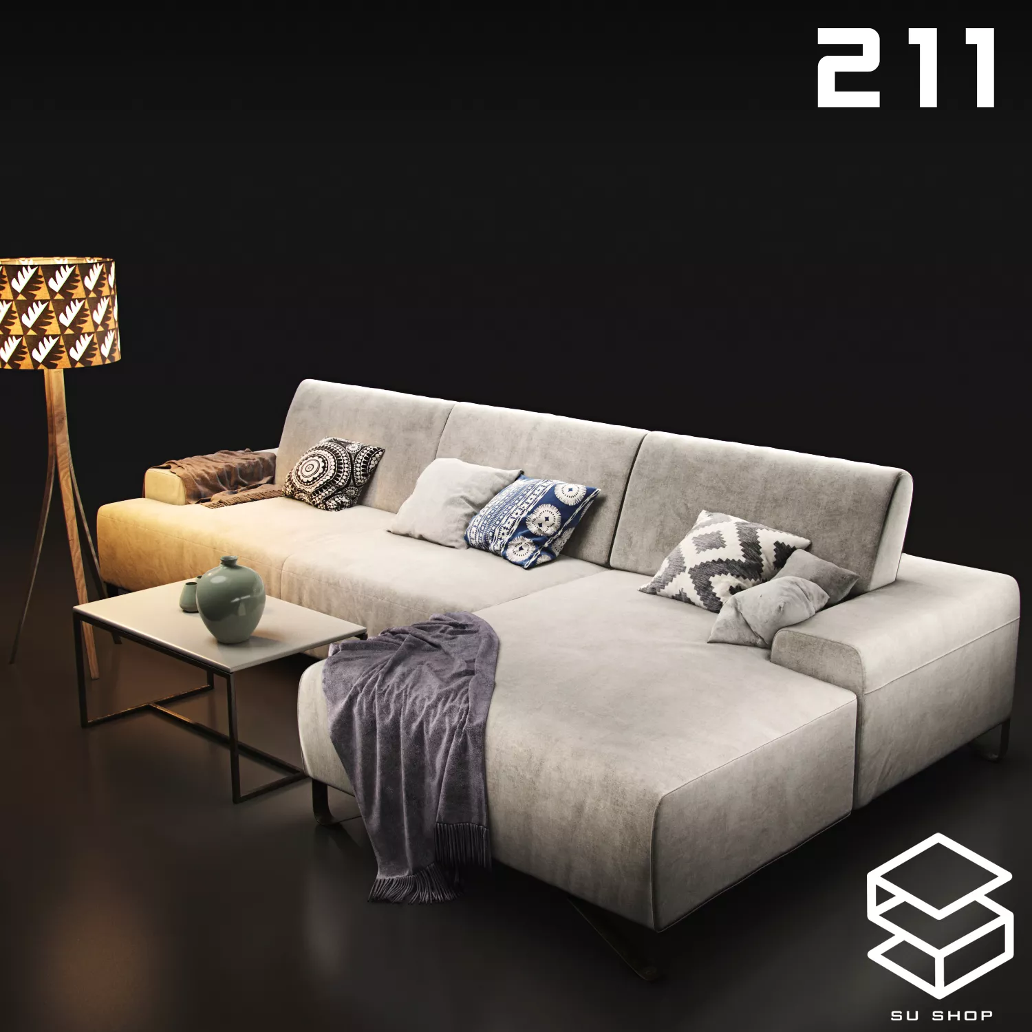 MODERN SOFA - SKETCHUP 3D MODEL - VRAY OR ENSCAPE - ID13510