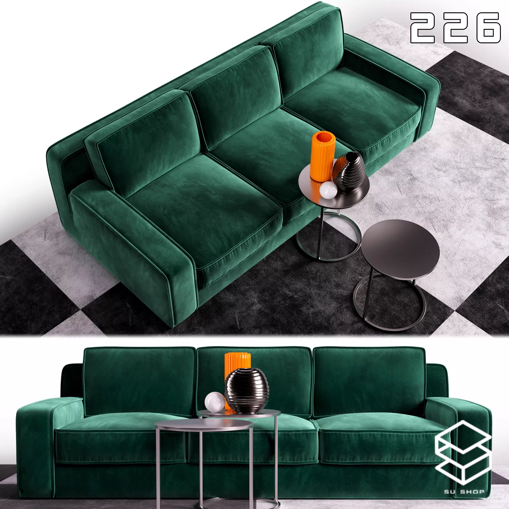 MODERN SOFA - SKETCHUP 3D MODEL - VRAY OR ENSCAPE - ID13526