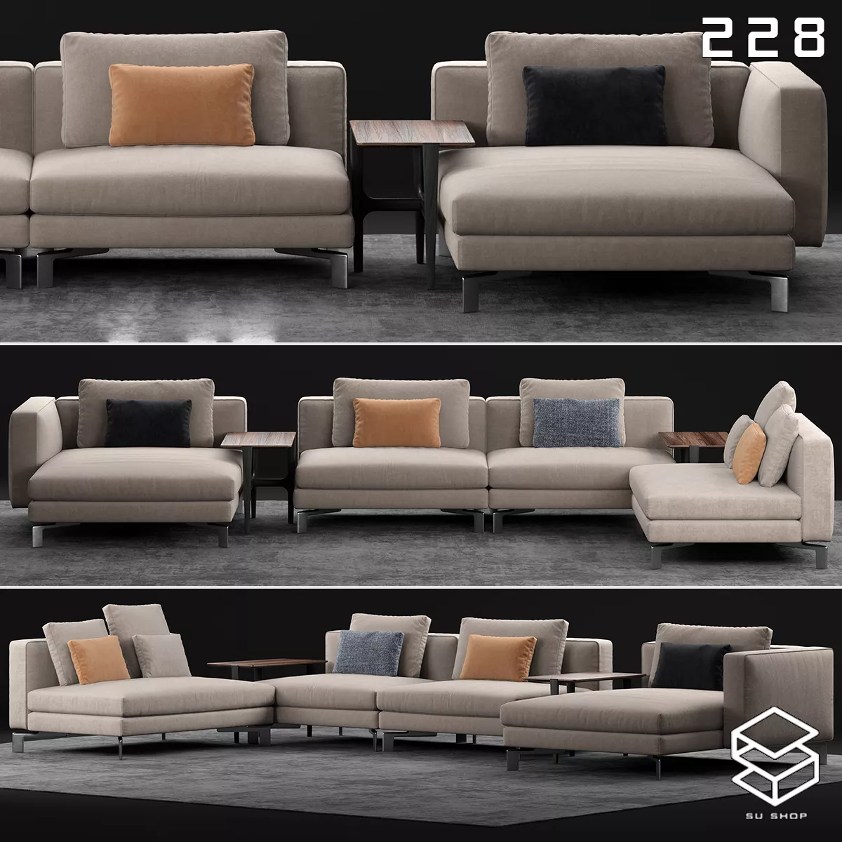 MODERN SOFA - SKETCHUP 3D MODEL - VRAY OR ENSCAPE - ID13528