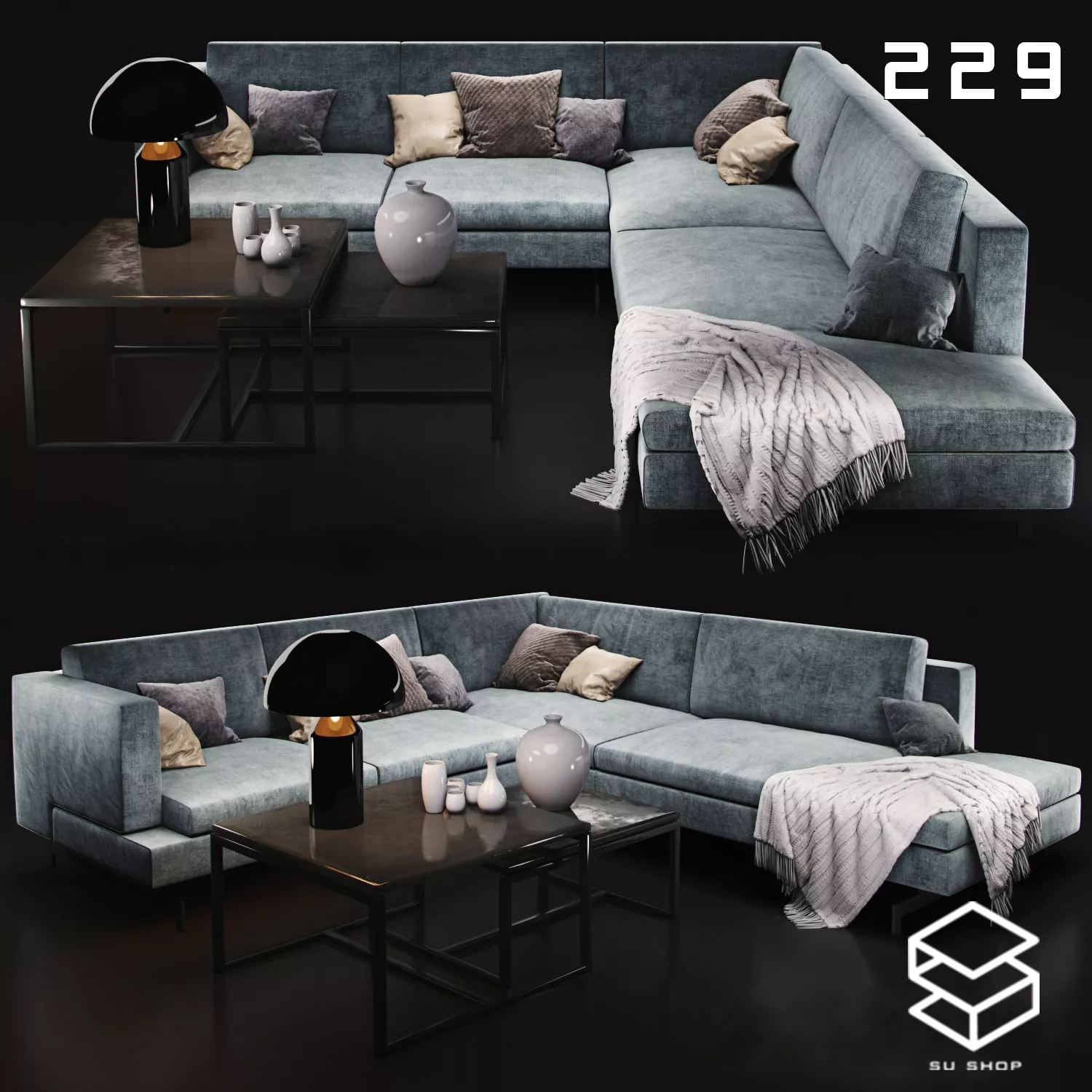 MODERN SOFA - SKETCHUP 3D MODEL - VRAY OR ENSCAPE - ID13529