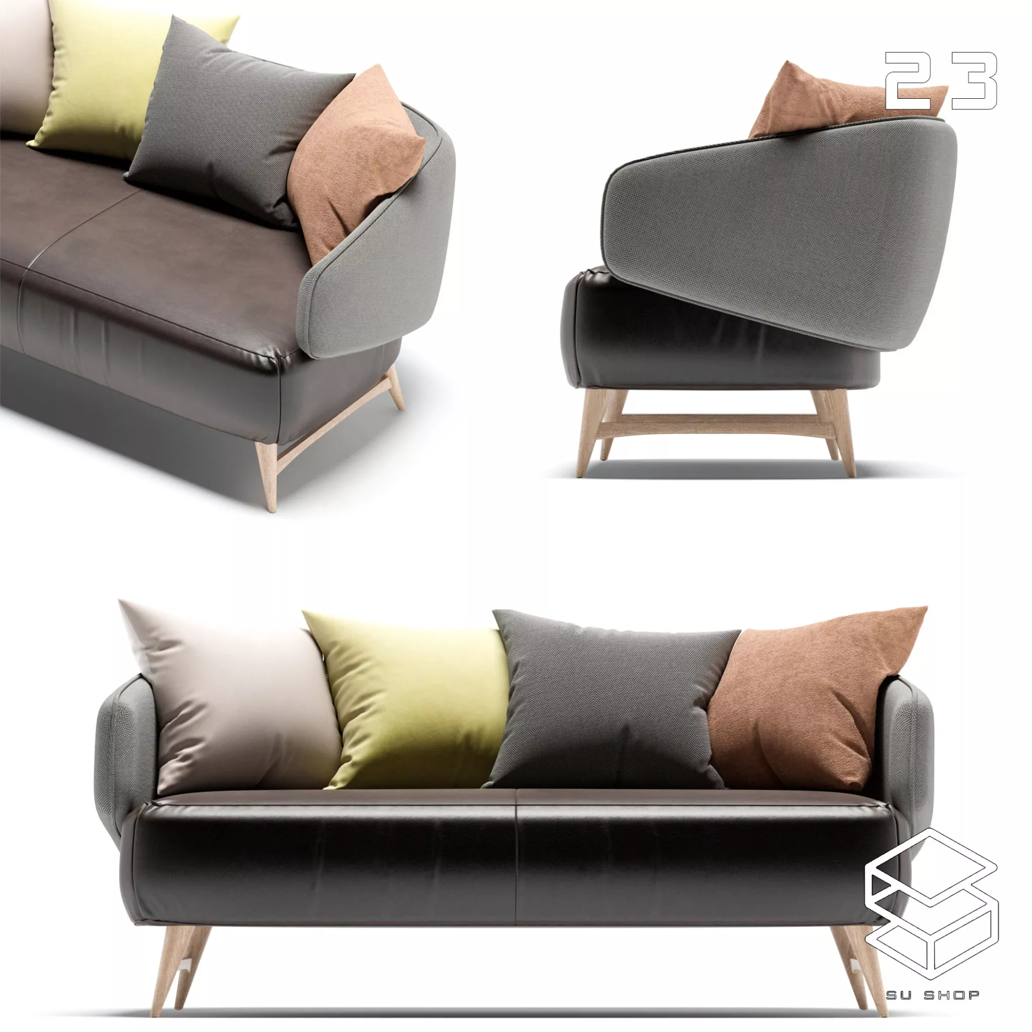 MODERN SOFA - SKETCHUP 3D MODEL - VRAY OR ENSCAPE - ID13530