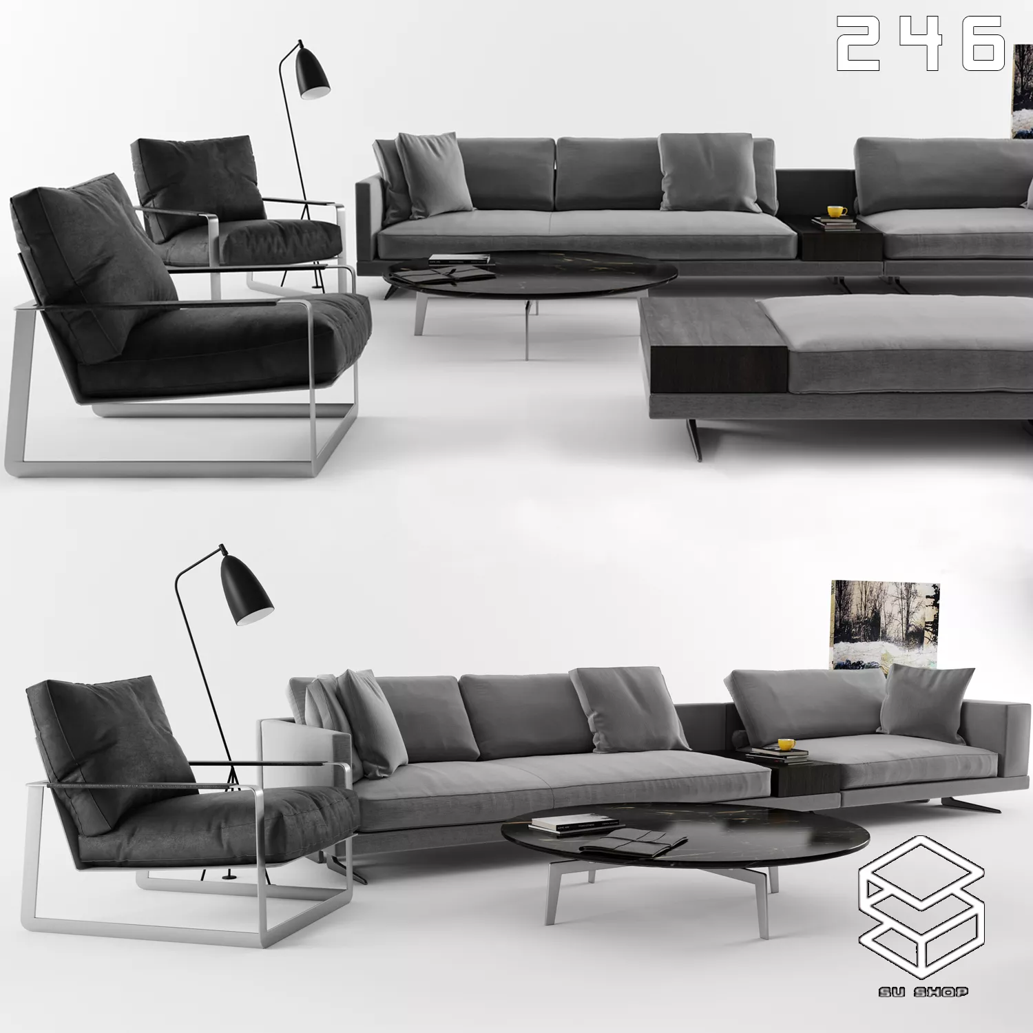 MODERN SOFA - SKETCHUP 3D MODEL - VRAY OR ENSCAPE - ID13548