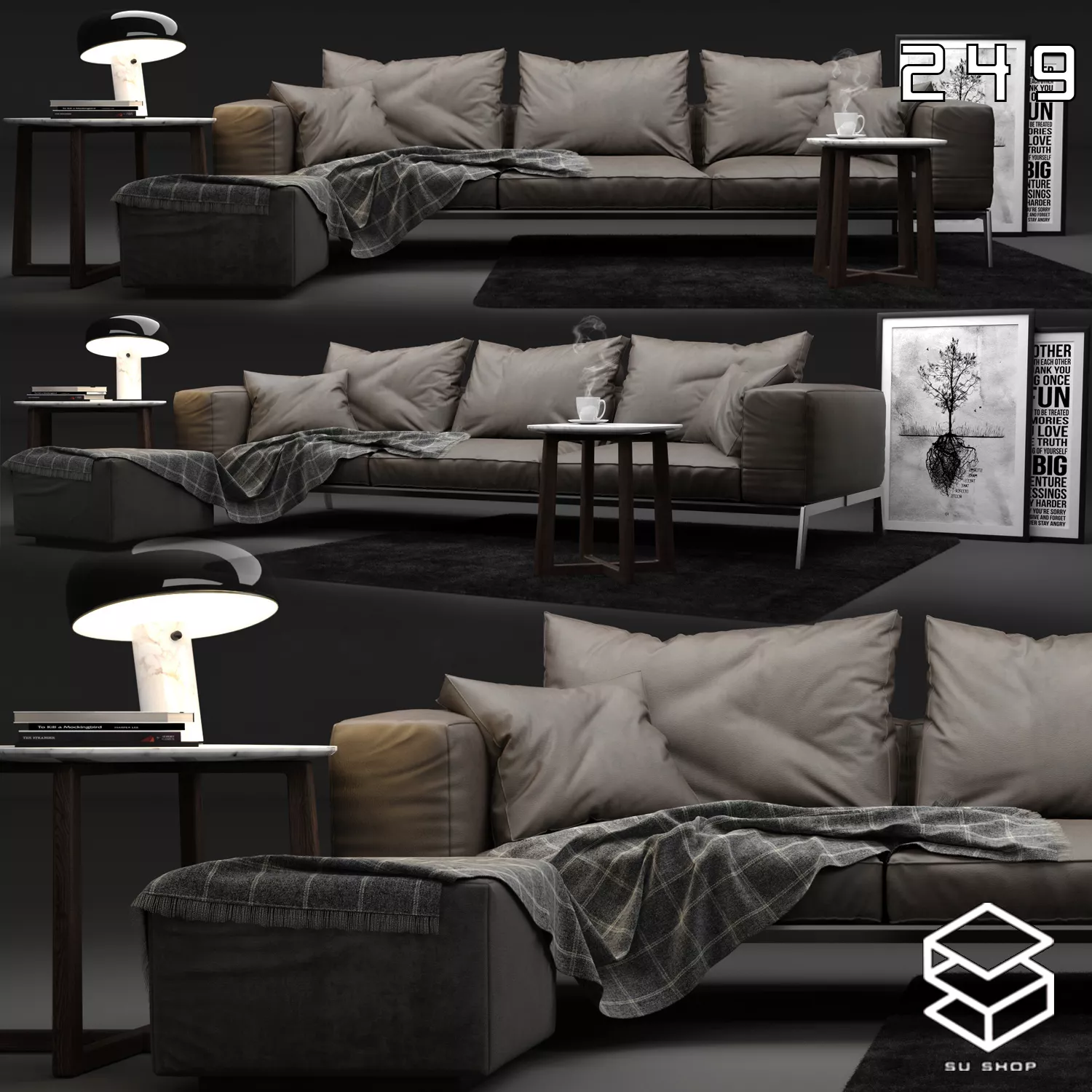 MODERN SOFA - SKETCHUP 3D MODEL - VRAY OR ENSCAPE - ID13551