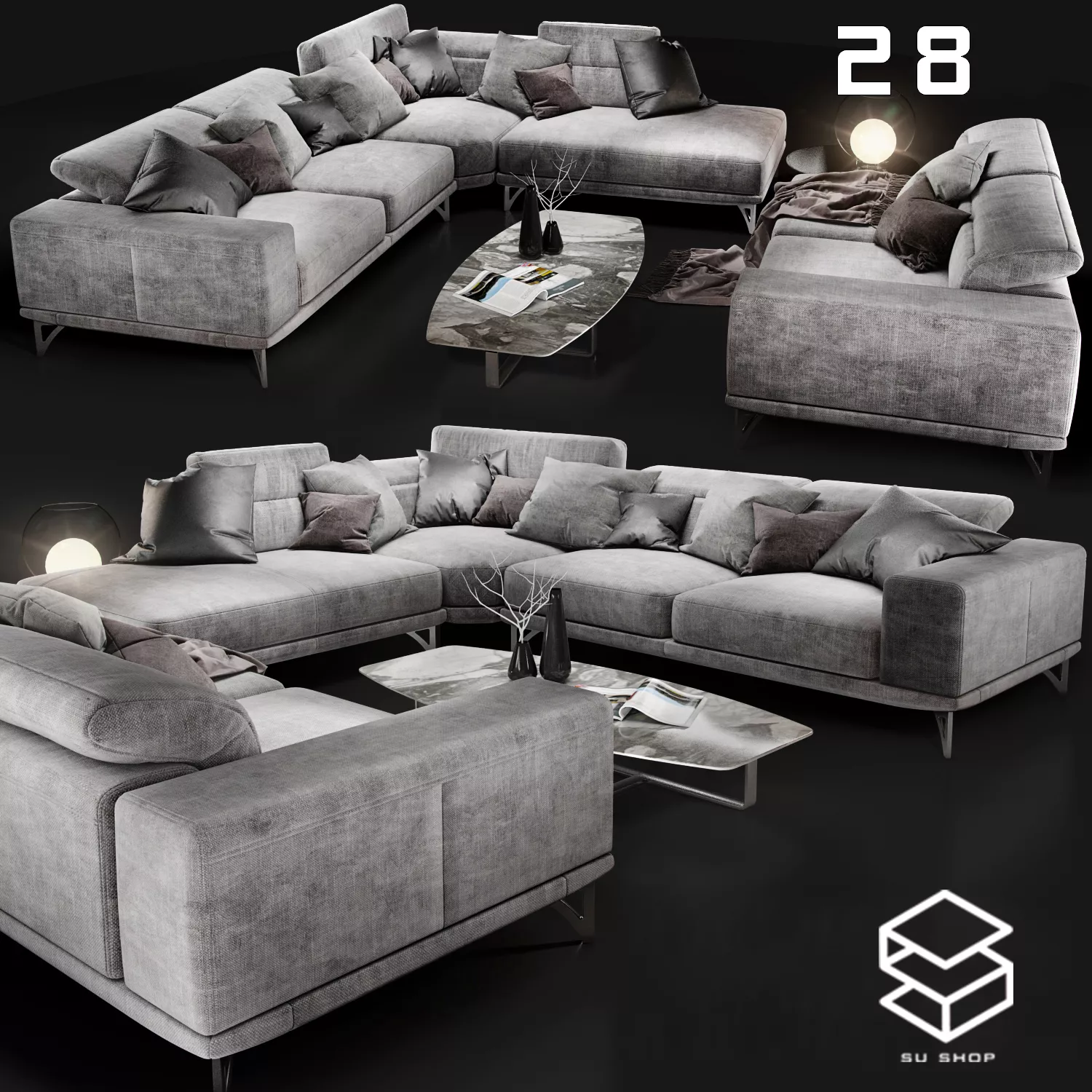 MODERN SOFA - SKETCHUP 3D MODEL - VRAY OR ENSCAPE - ID13585
