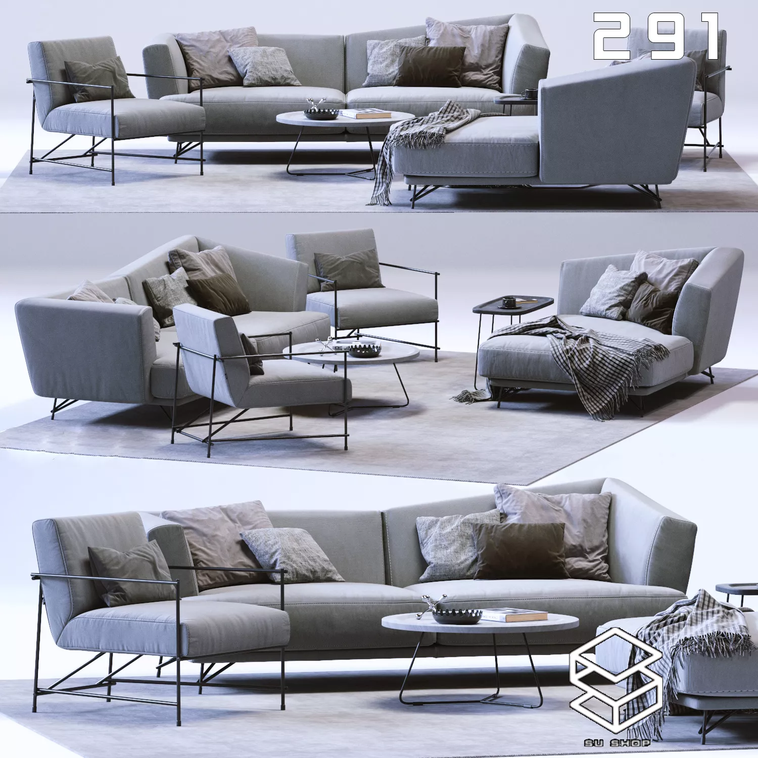 MODERN SOFA - SKETCHUP 3D MODEL - VRAY OR ENSCAPE - ID13598