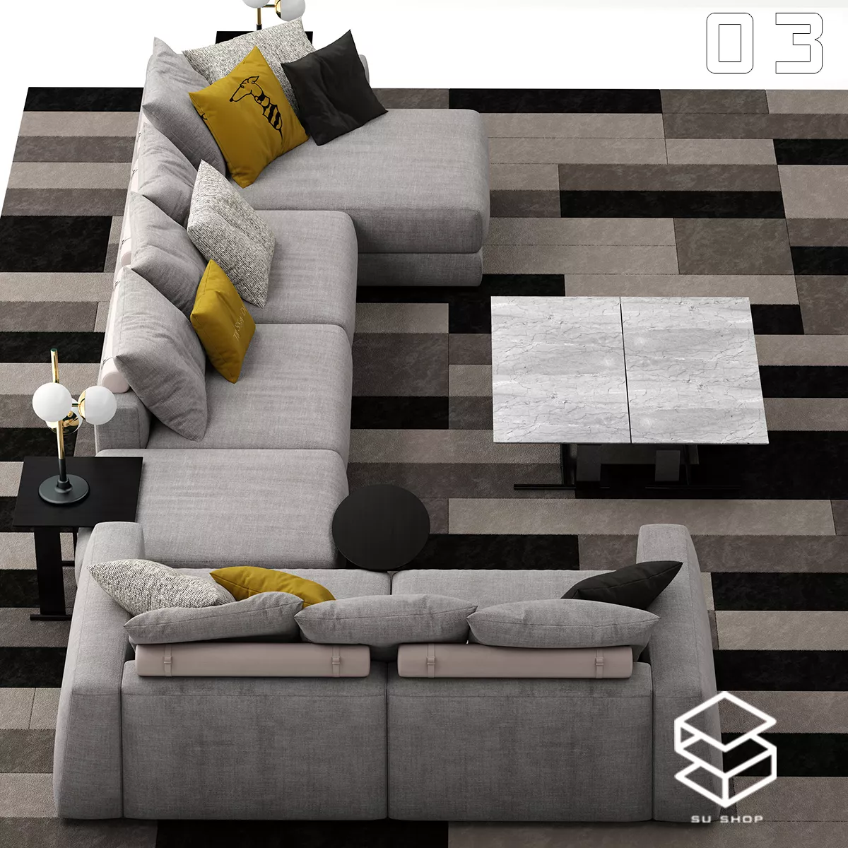 MODERN SOFA - SKETCHUP 3D MODEL - VRAY OR ENSCAPE - ID13607