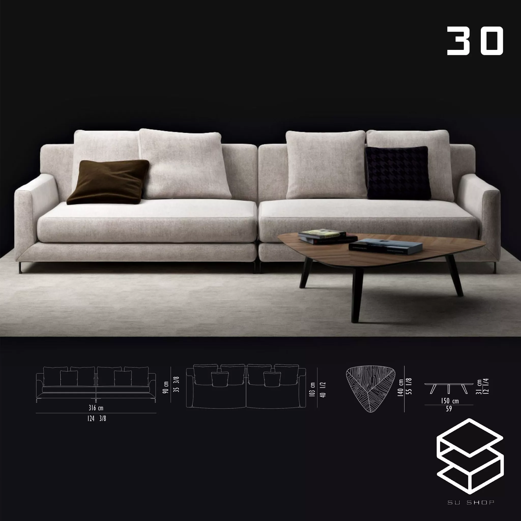 MODERN SOFA - SKETCHUP 3D MODEL - VRAY OR ENSCAPE - ID13608