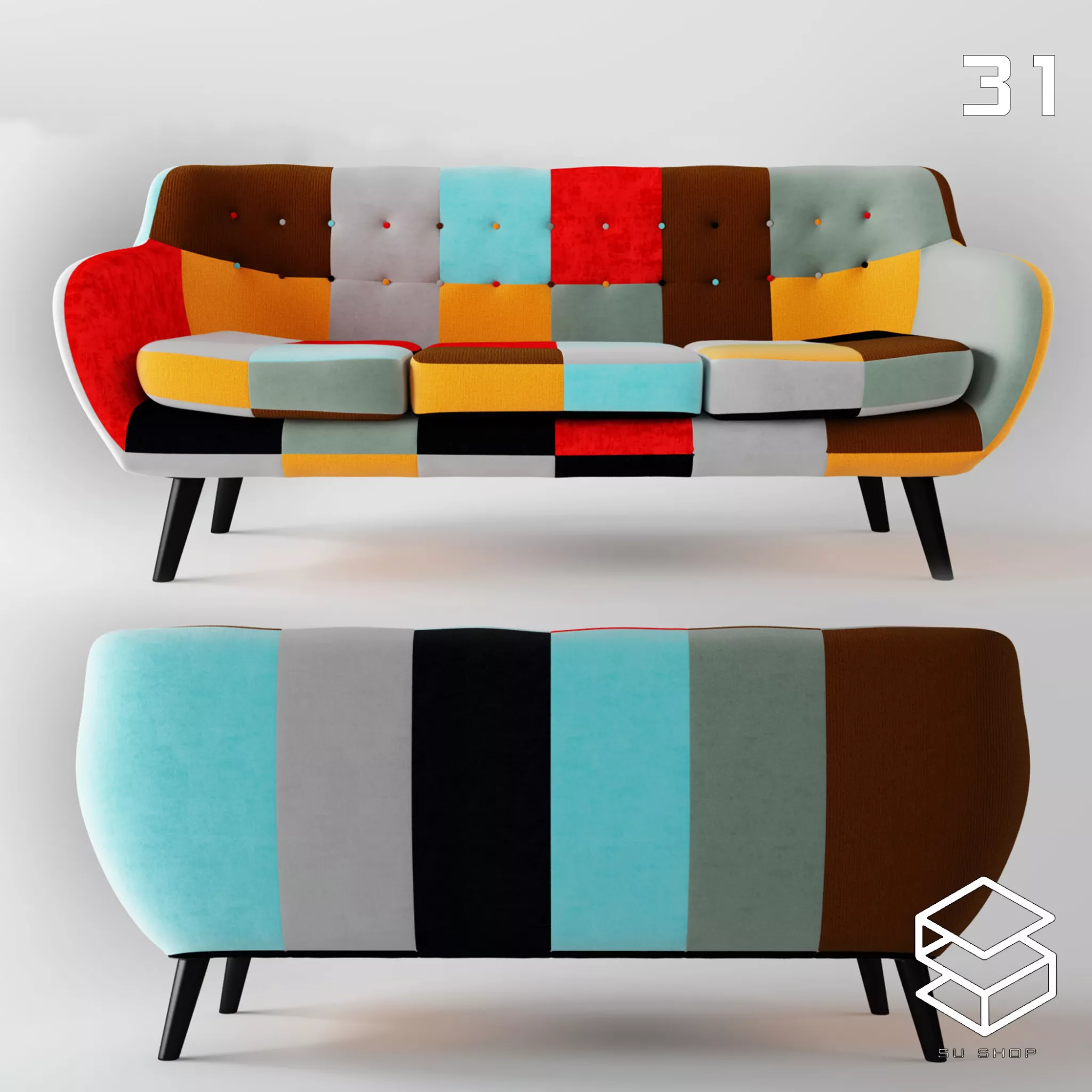 MODERN SOFA - SKETCHUP 3D MODEL - VRAY OR ENSCAPE - ID13619
