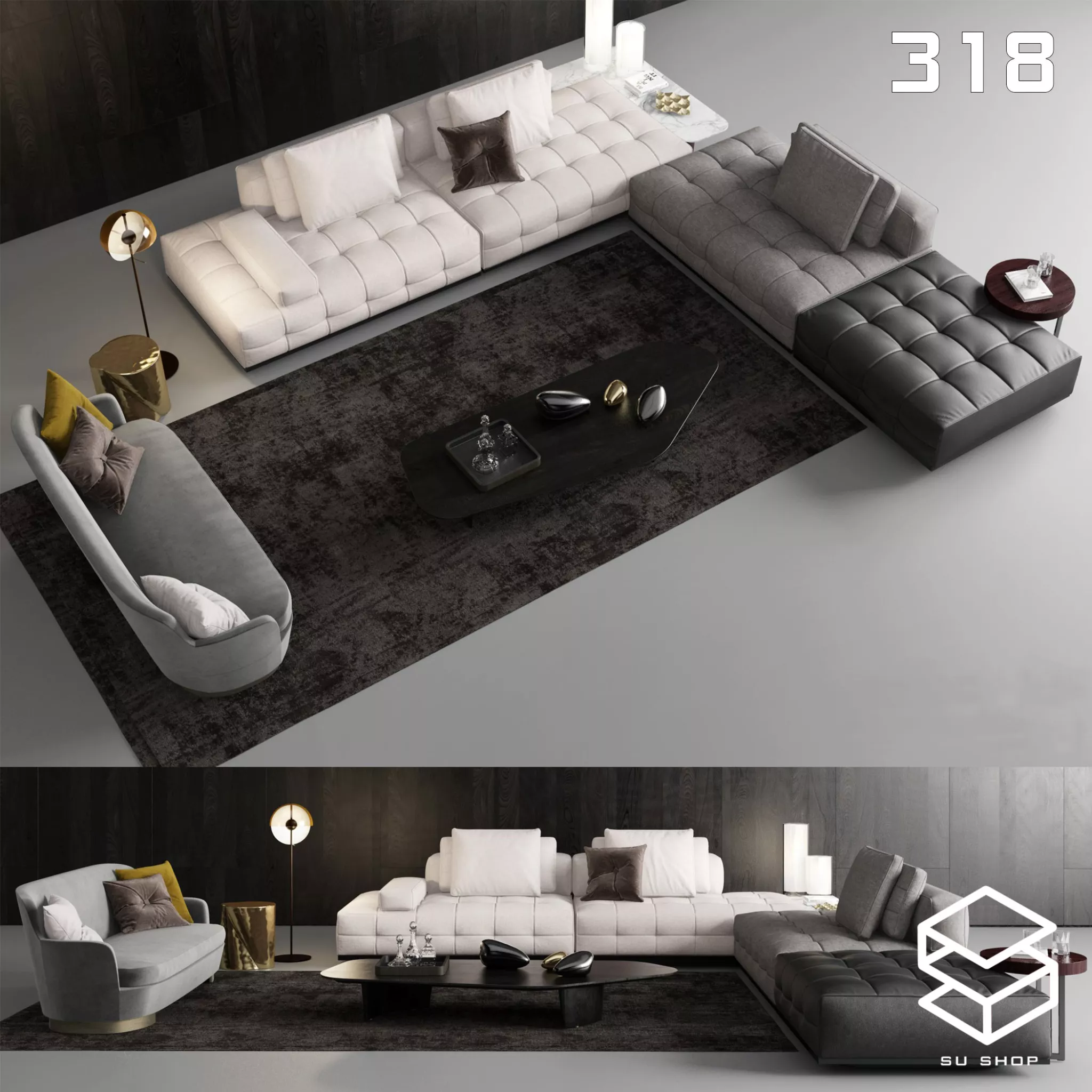 MODERN SOFA - SKETCHUP 3D MODEL - VRAY OR ENSCAPE - ID13628