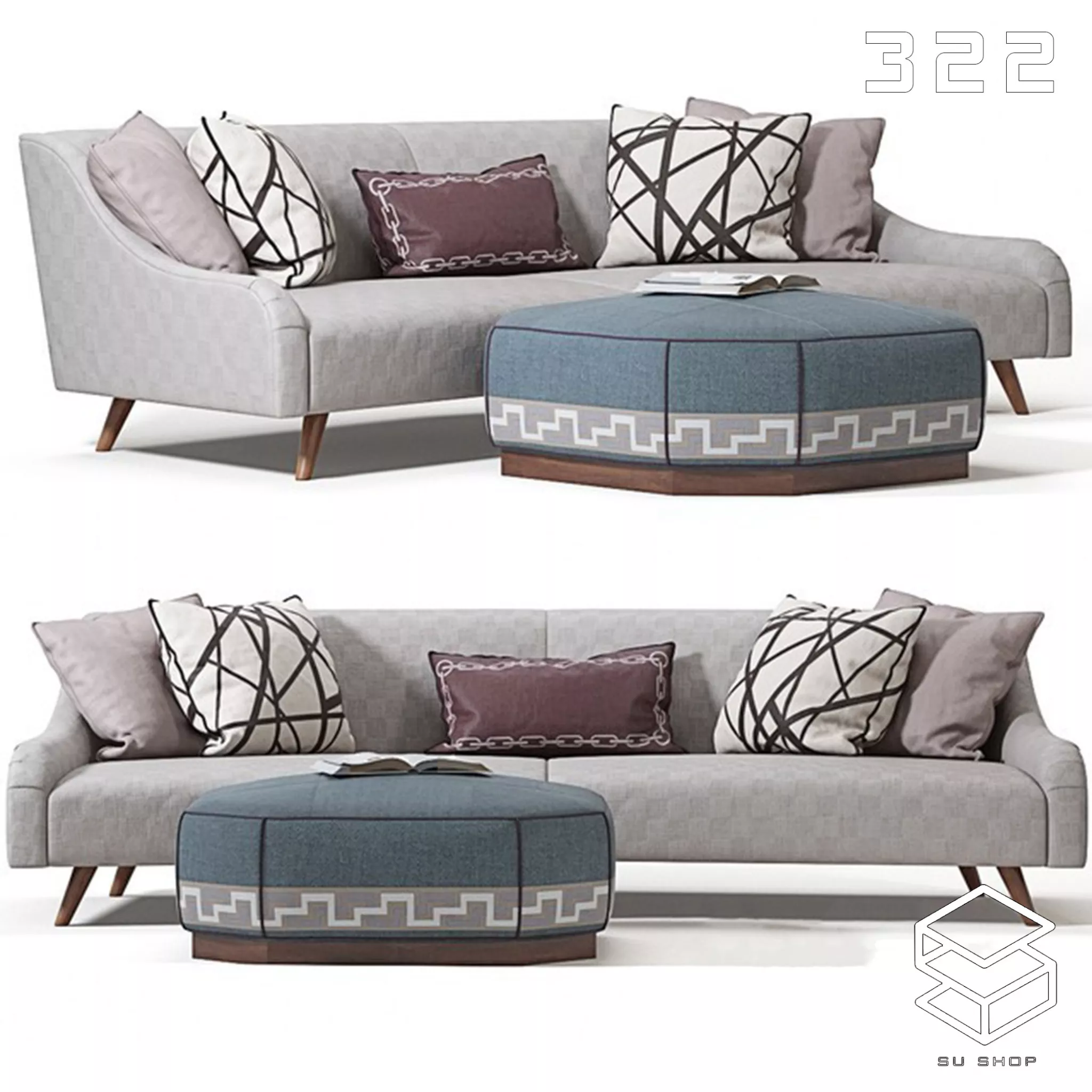 MODERN SOFA - SKETCHUP 3D MODEL - VRAY OR ENSCAPE - ID13633