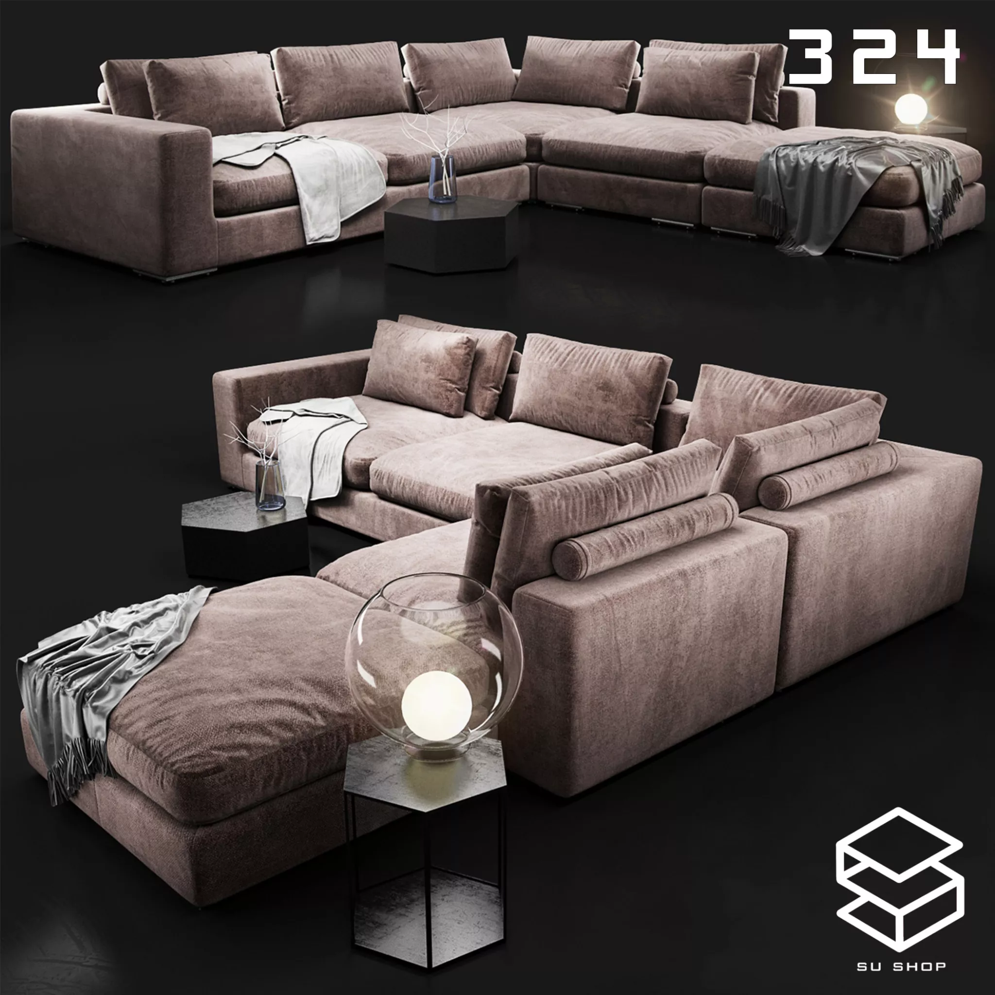 MODERN SOFA - SKETCHUP 3D MODEL - VRAY OR ENSCAPE - ID13635