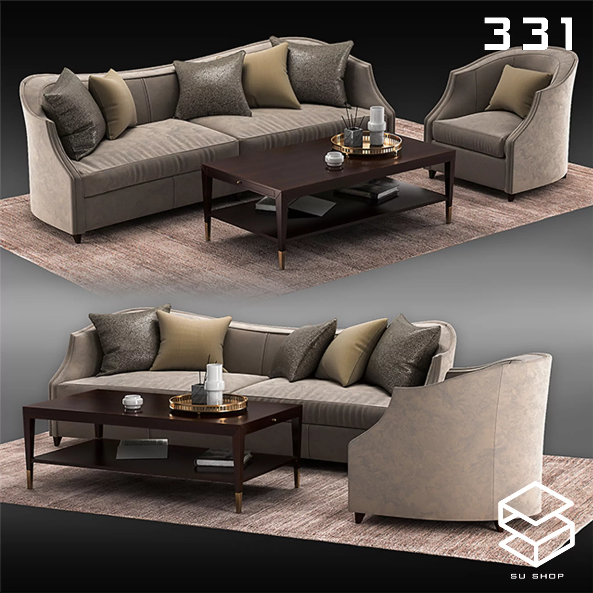 MODERN SOFA - SKETCHUP 3D MODEL - VRAY OR ENSCAPE - ID13643