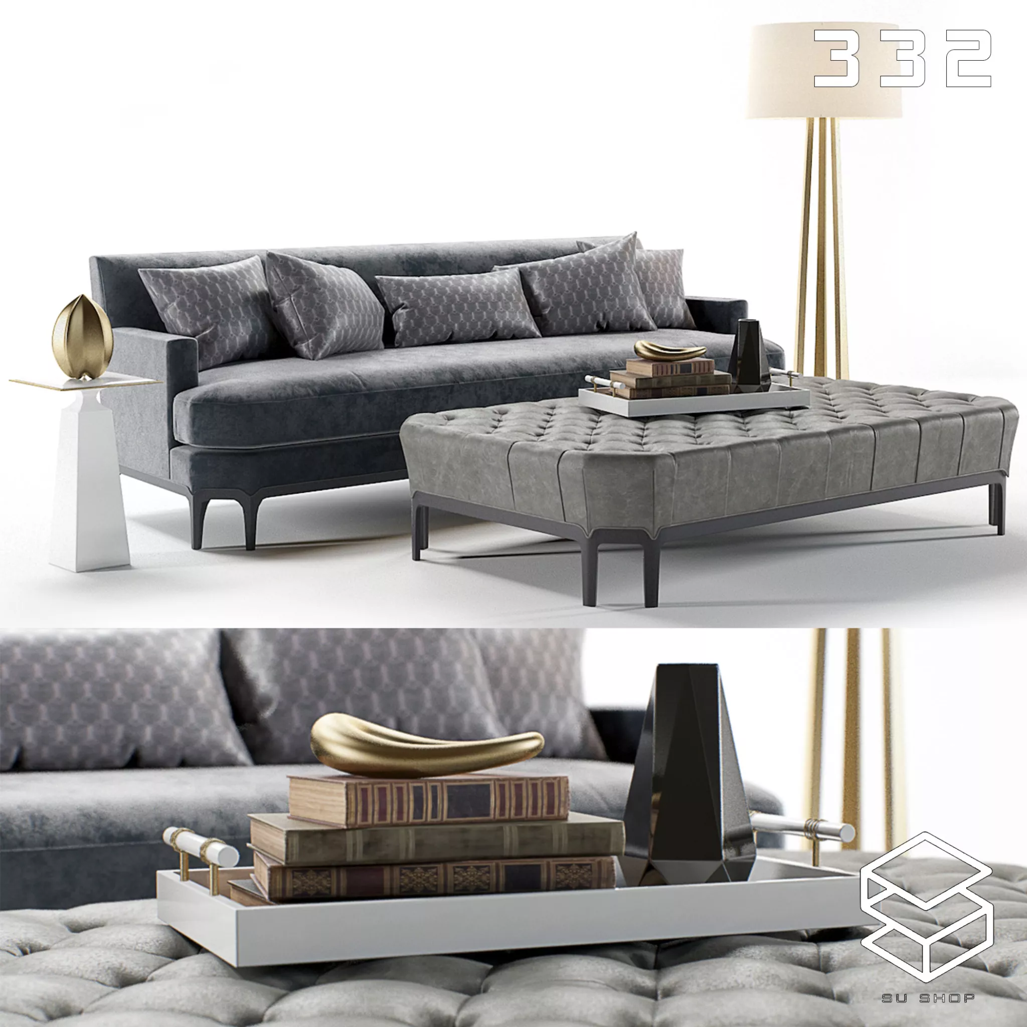 MODERN SOFA - SKETCHUP 3D MODEL - VRAY OR ENSCAPE - ID13644