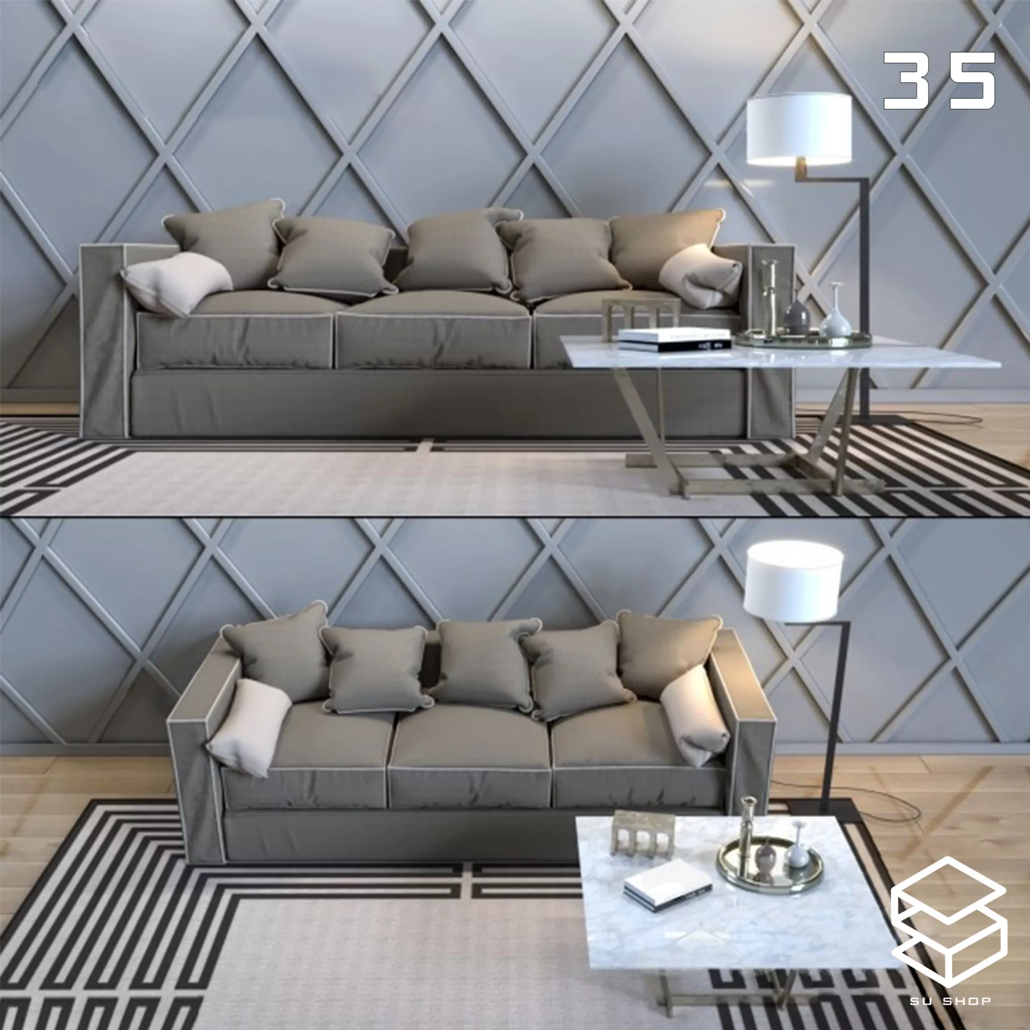 MODERN SOFA - SKETCHUP 3D MODEL - VRAY OR ENSCAPE - ID13659