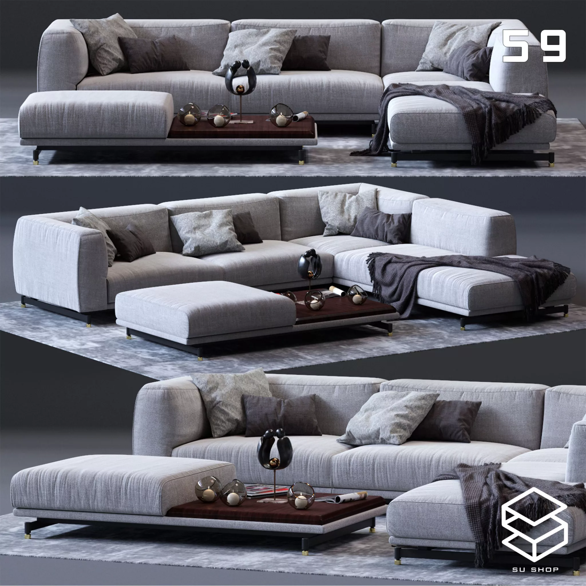 MODERN SOFA - SKETCHUP 3D MODEL - VRAY OR ENSCAPE - ID13684