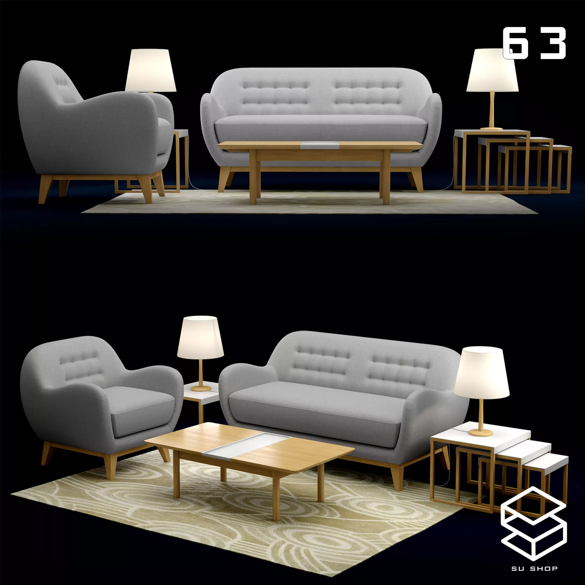 MODERN SOFA - SKETCHUP 3D MODEL - VRAY OR ENSCAPE - ID13689