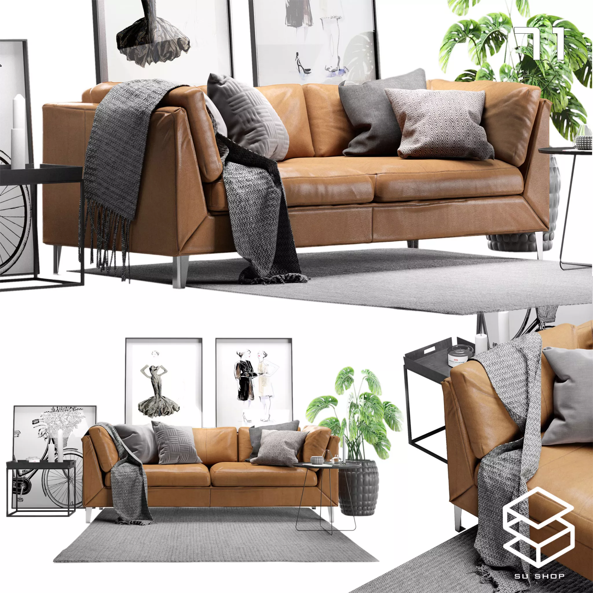 MODERN SOFA - SKETCHUP 3D MODEL - VRAY OR ENSCAPE - ID13698