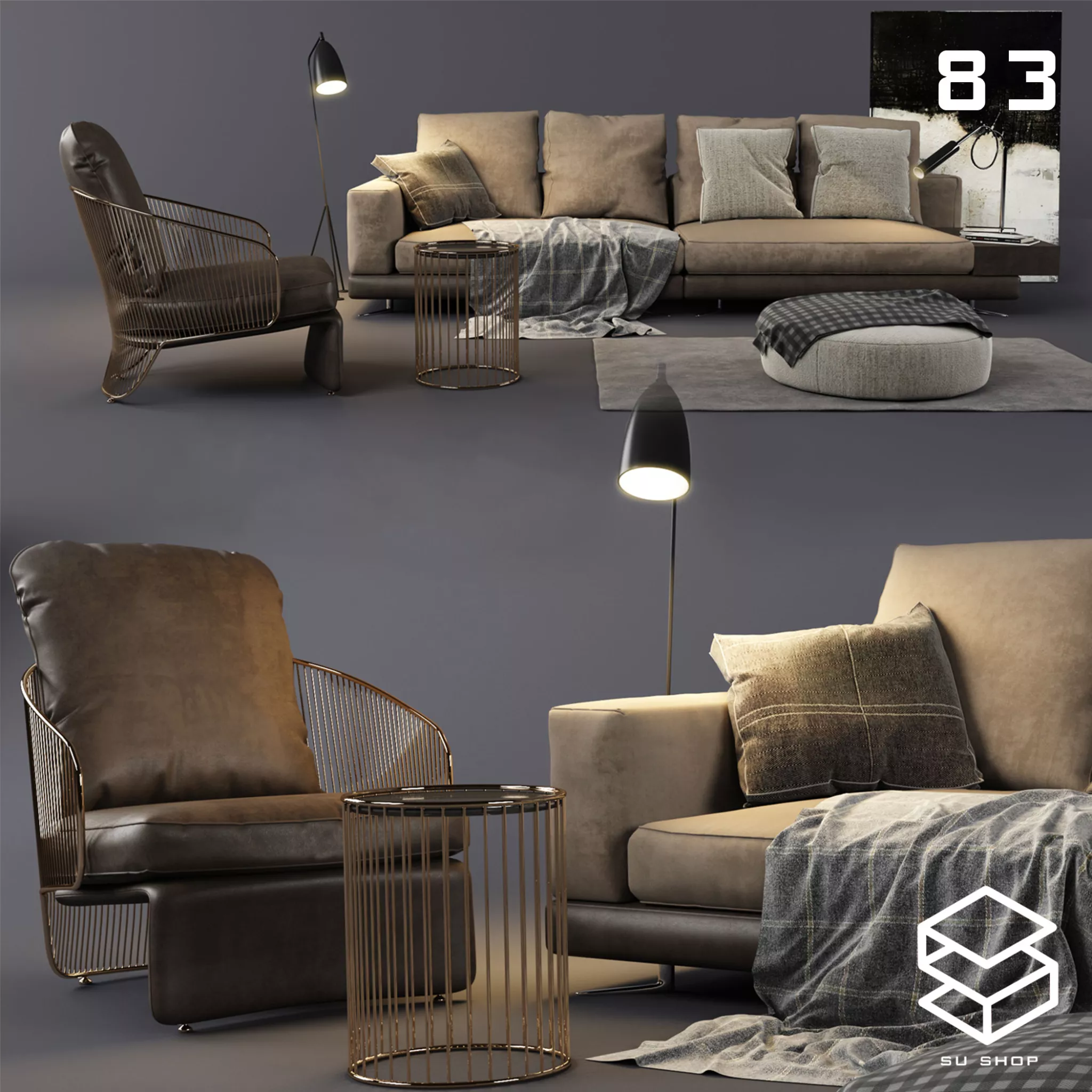 MODERN SOFA - SKETCHUP 3D MODEL - VRAY OR ENSCAPE - ID13711