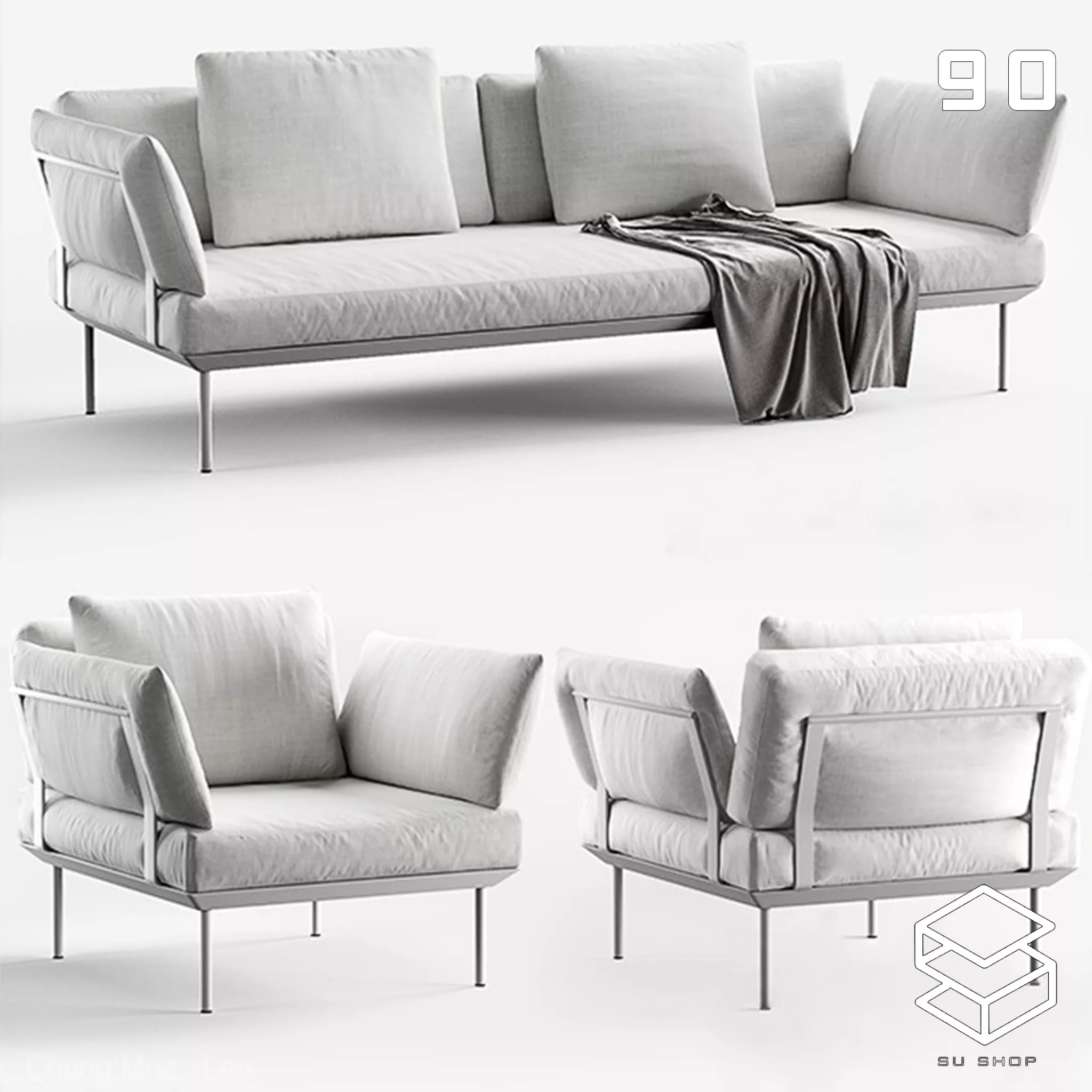 MODERN SOFA - SKETCHUP 3D MODEL - VRAY OR ENSCAPE - ID13719