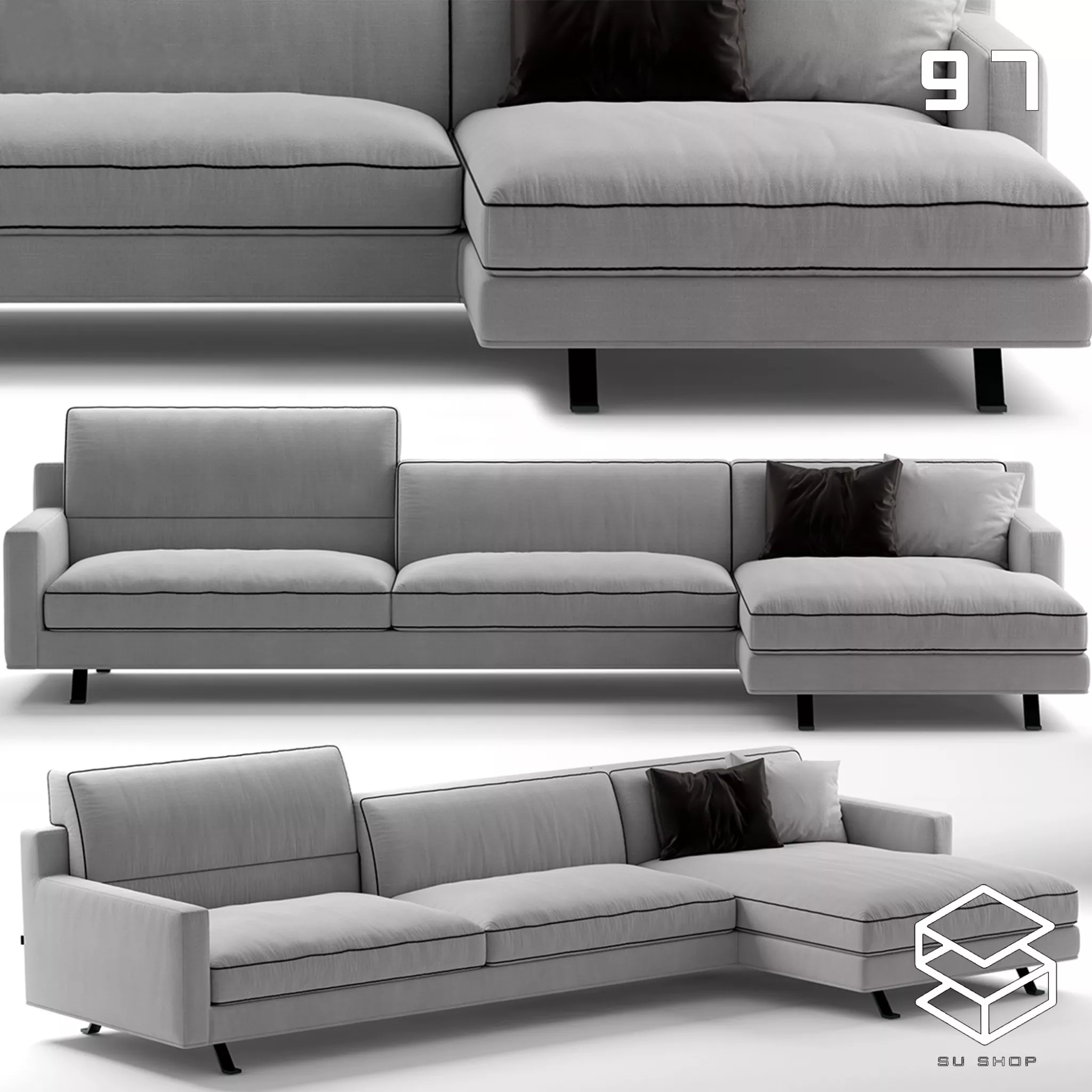 MODERN SOFA - SKETCHUP 3D MODEL - VRAY OR ENSCAPE - ID13726