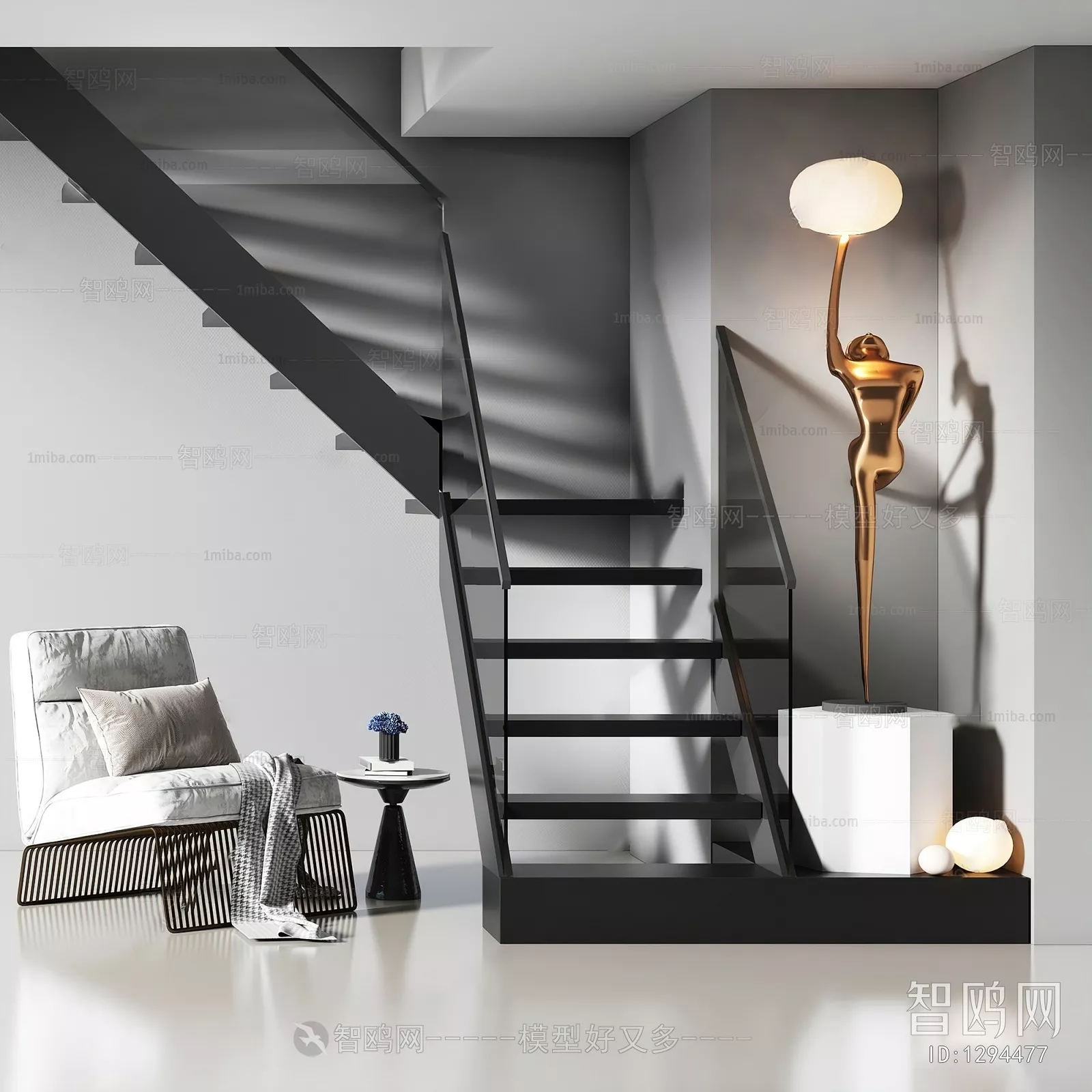 MODERN STAIR - SKETCHUP 3D MODEL - VRAY OR ENSCAPE - ID14169