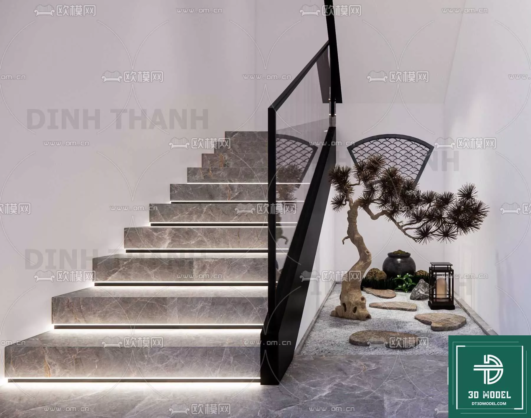 MODERN STAIR - SKETCHUP 3D MODEL - VRAY OR ENSCAPE - ID14184