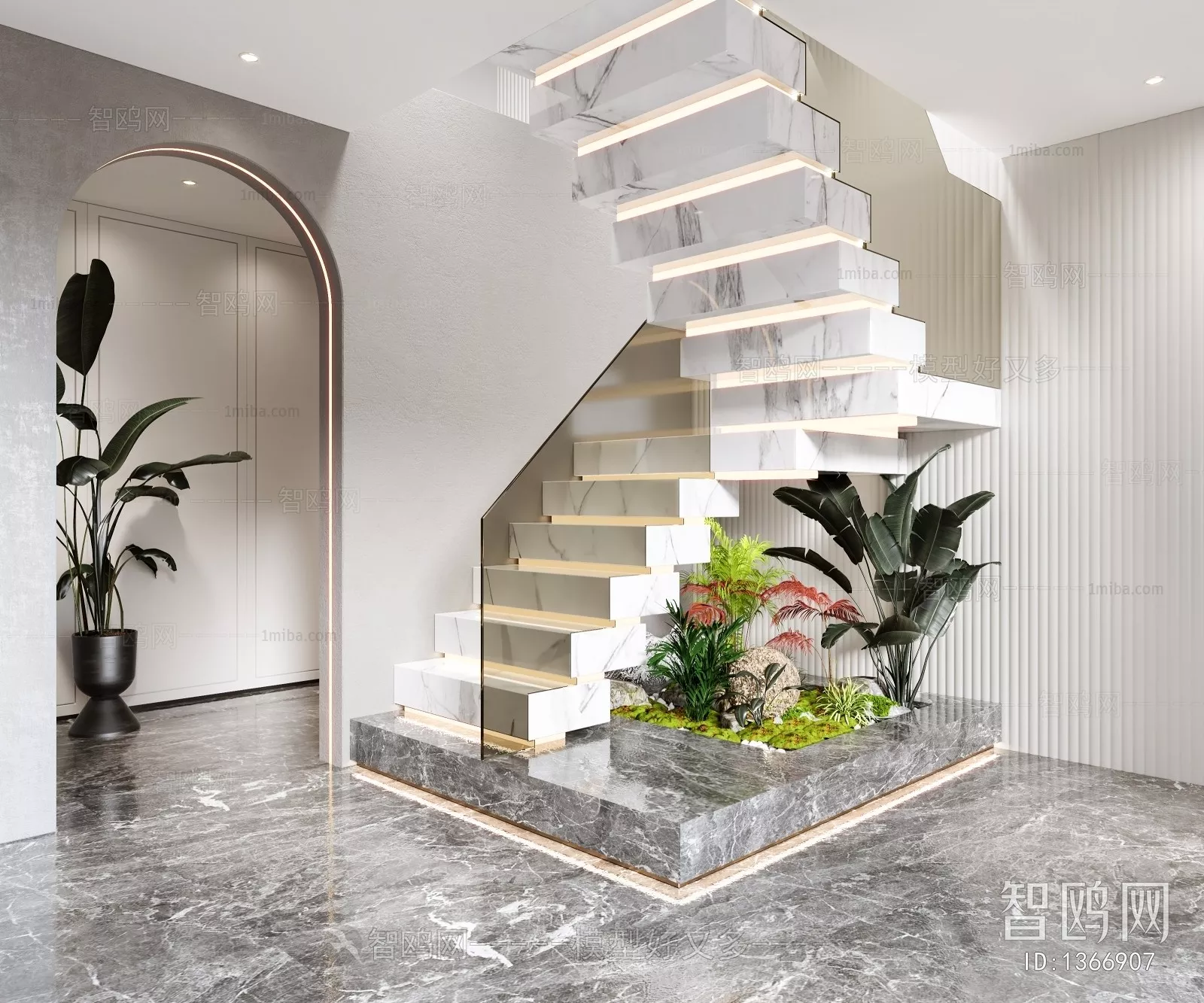 MODERN STAIR - SKETCHUP 3D MODEL - VRAY OR ENSCAPE - ID14206