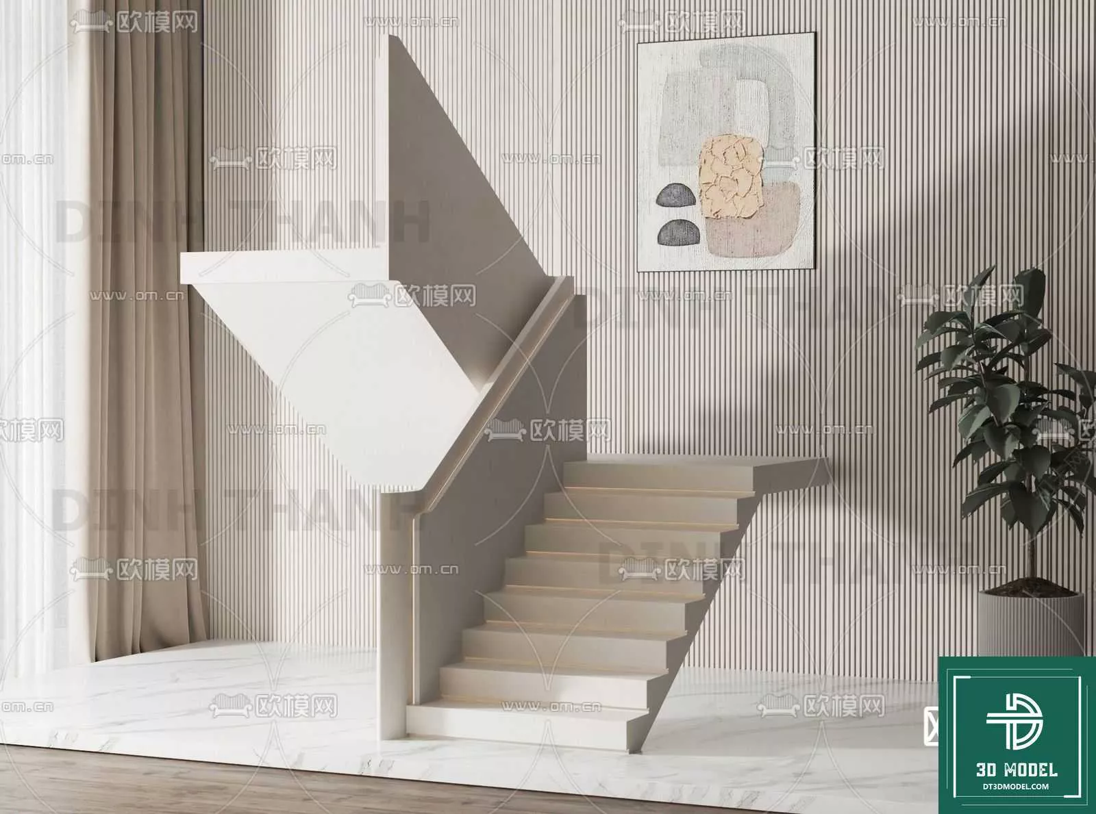 MODERN STAIR - SKETCHUP 3D MODEL - VRAY OR ENSCAPE - ID14222
