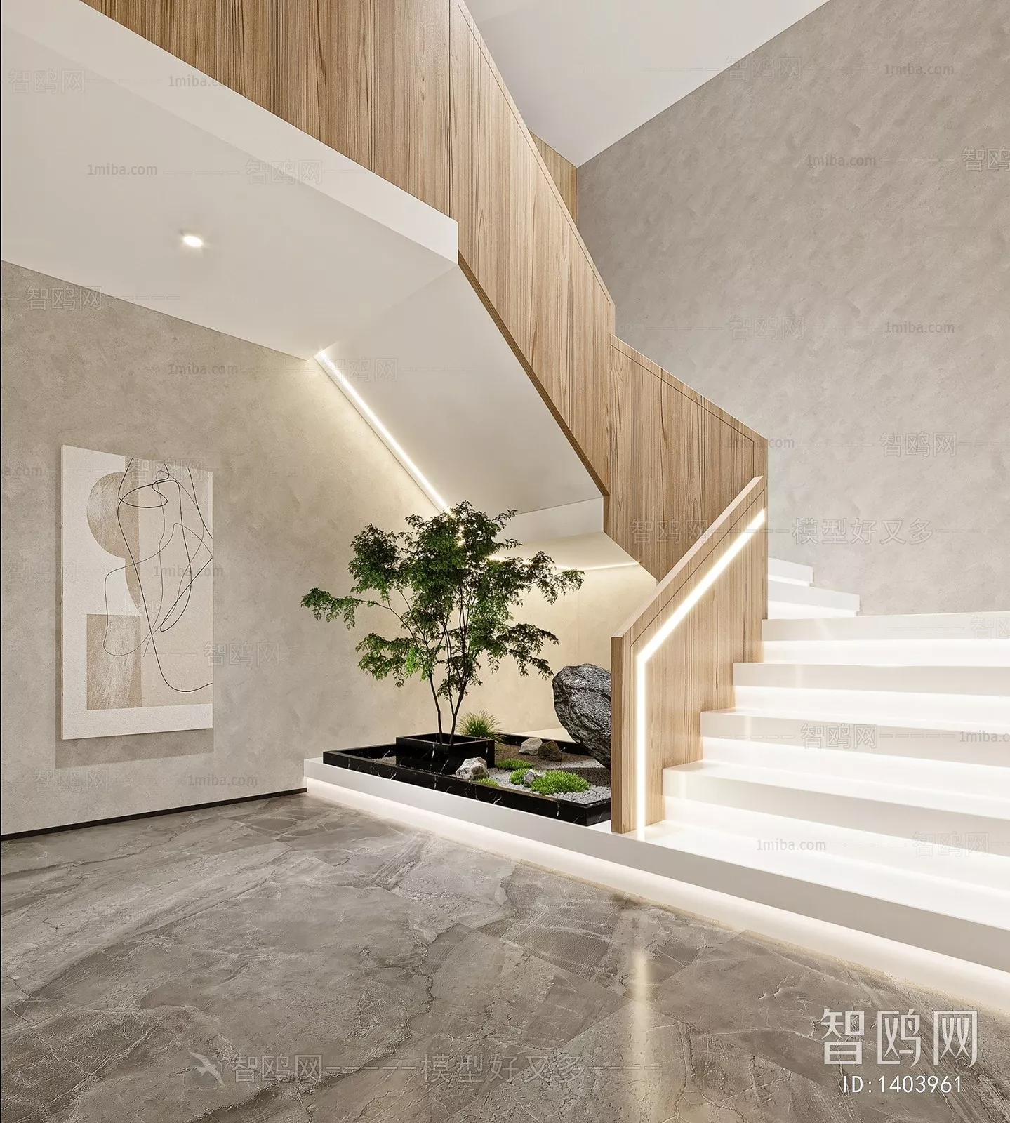 MODERN STAIR - SKETCHUP 3D MODEL - VRAY OR ENSCAPE - ID14224