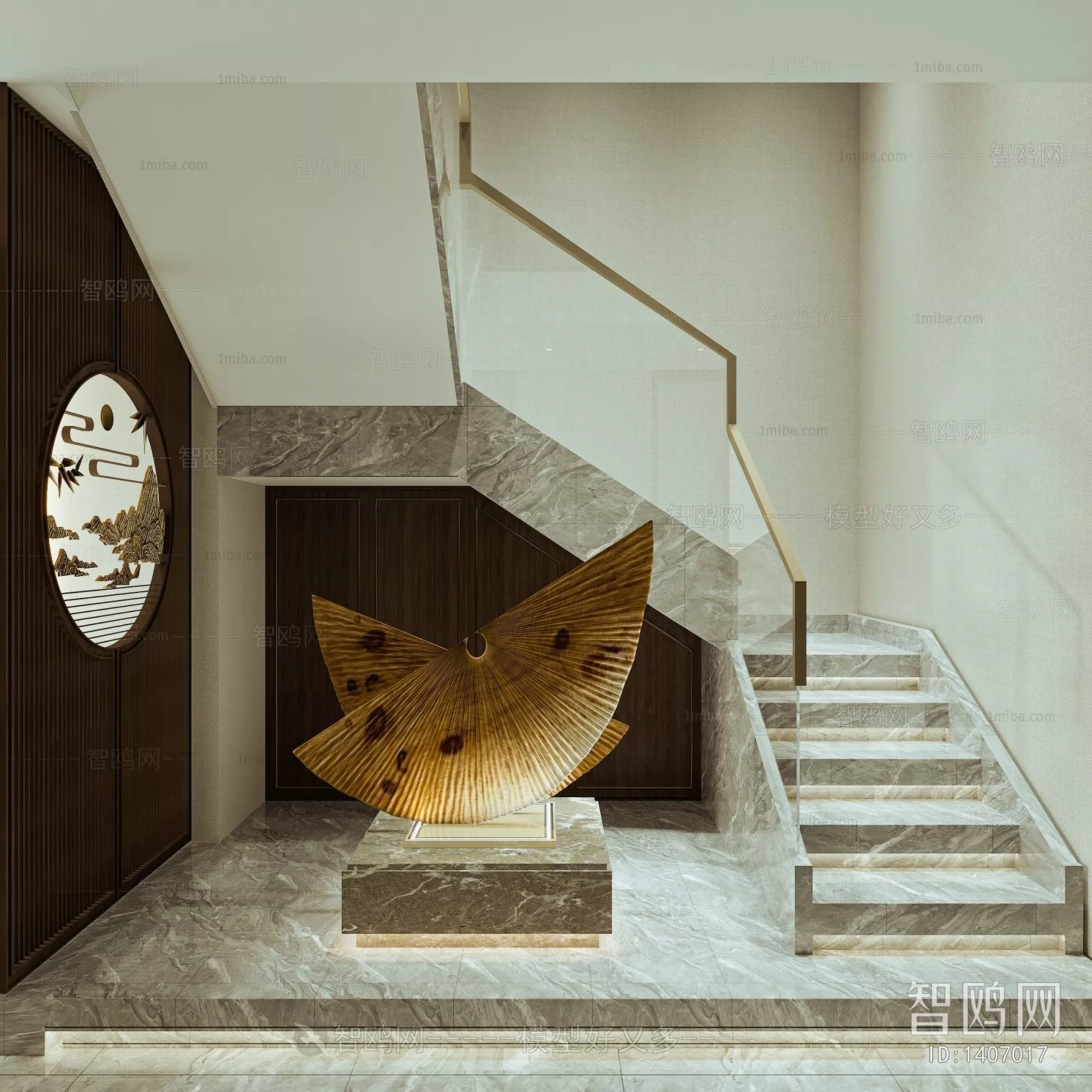 MODERN STAIR - SKETCHUP 3D MODEL - VRAY OR ENSCAPE - ID14246