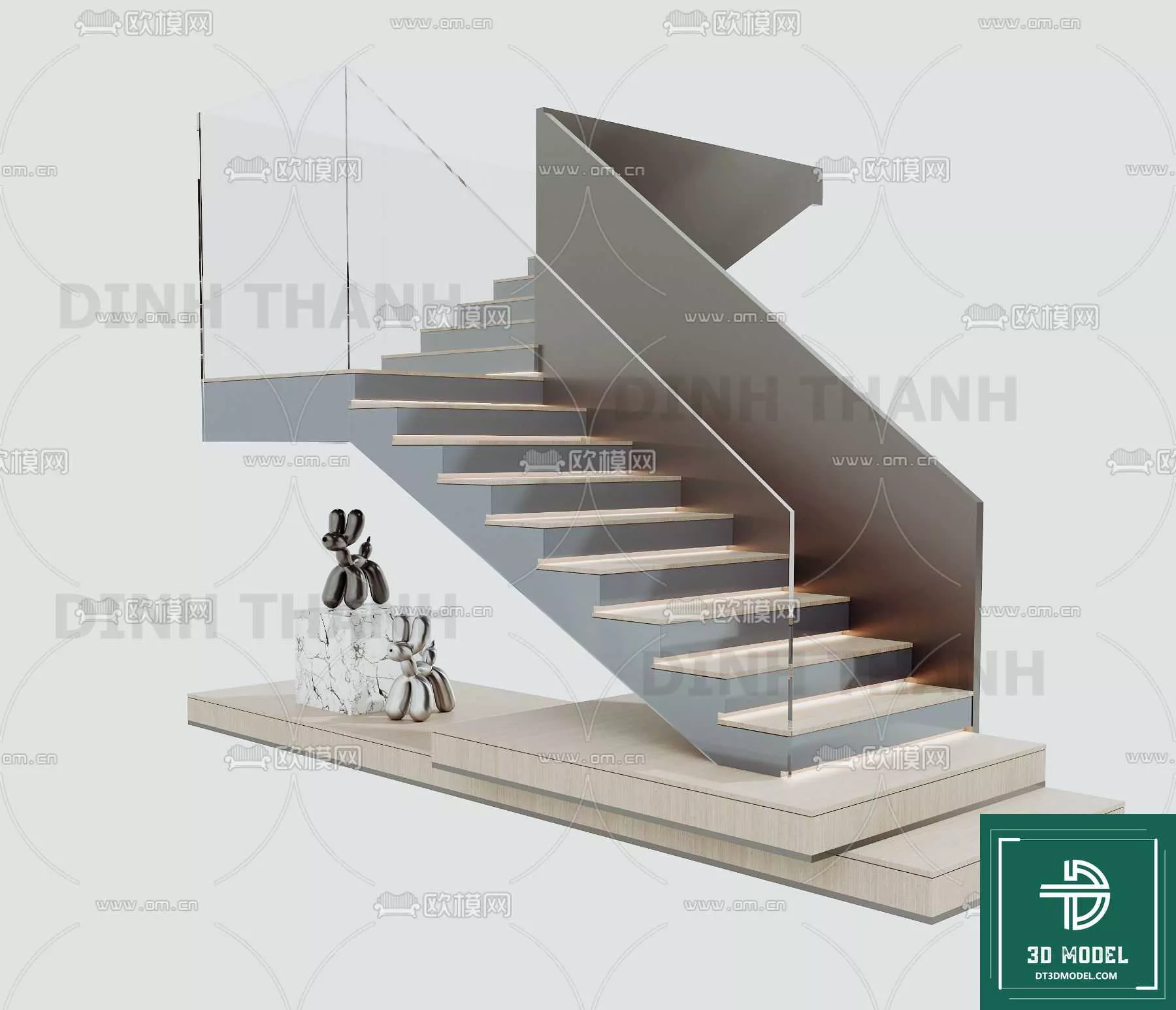 MODERN STAIR - SKETCHUP 3D MODEL - VRAY OR ENSCAPE - ID14295