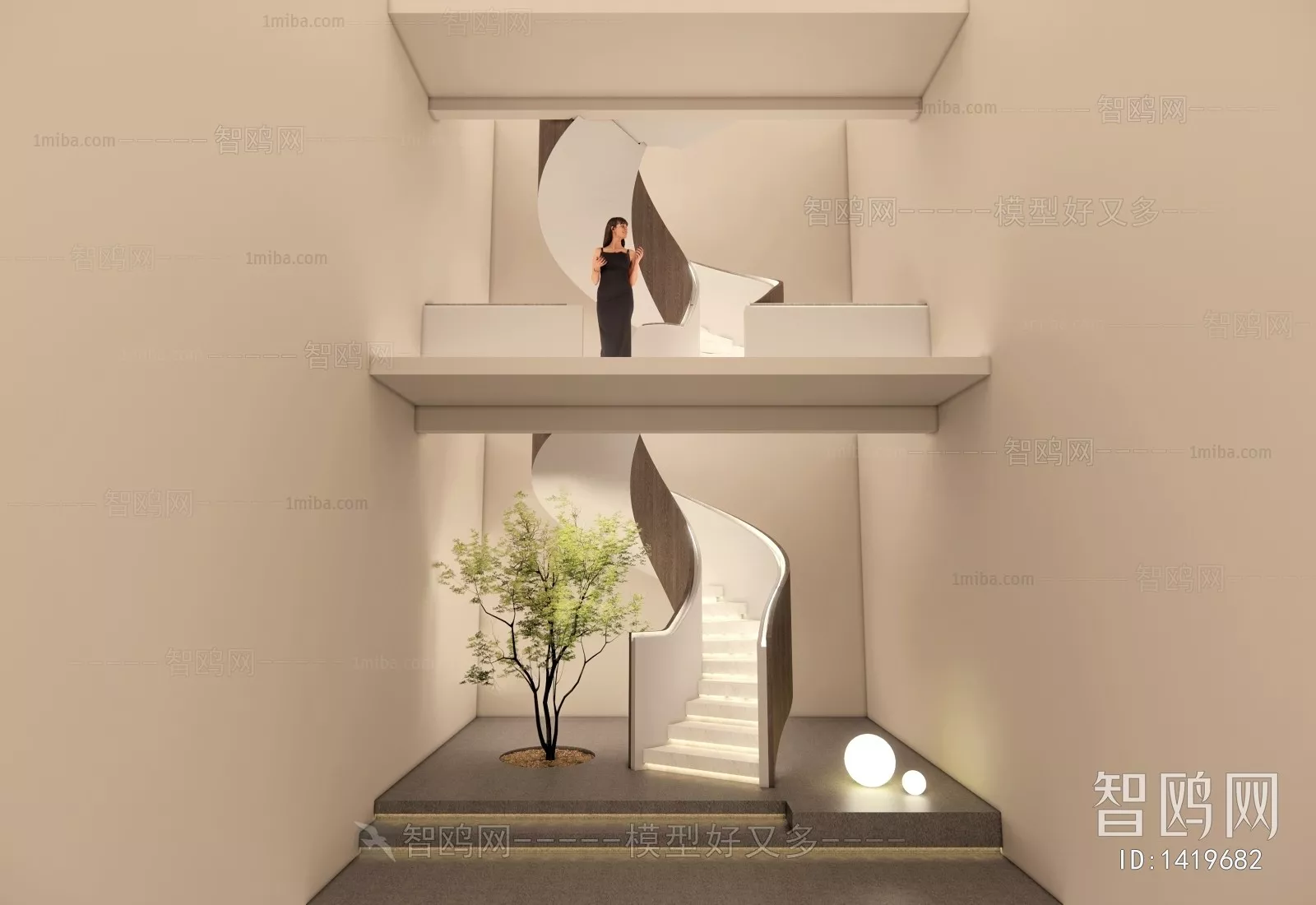 MODERN STAIR - SKETCHUP 3D MODEL - VRAY OR ENSCAPE - ID14307