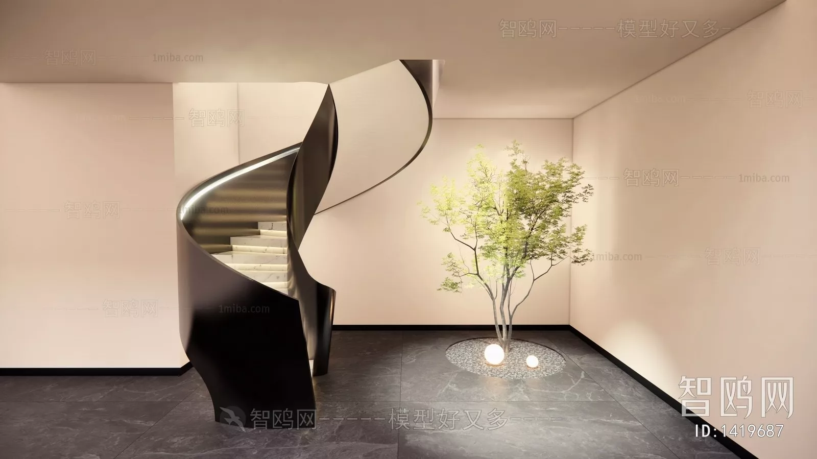 MODERN STAIR - SKETCHUP 3D MODEL - VRAY OR ENSCAPE - ID14309