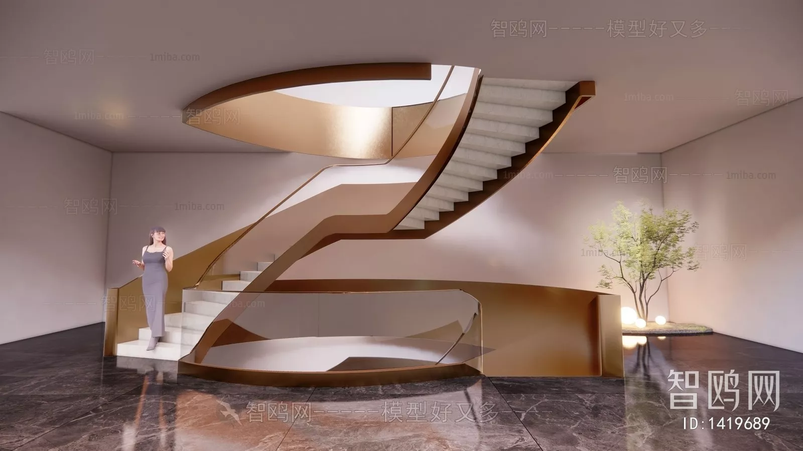 MODERN STAIR - SKETCHUP 3D MODEL - VRAY OR ENSCAPE - ID14310