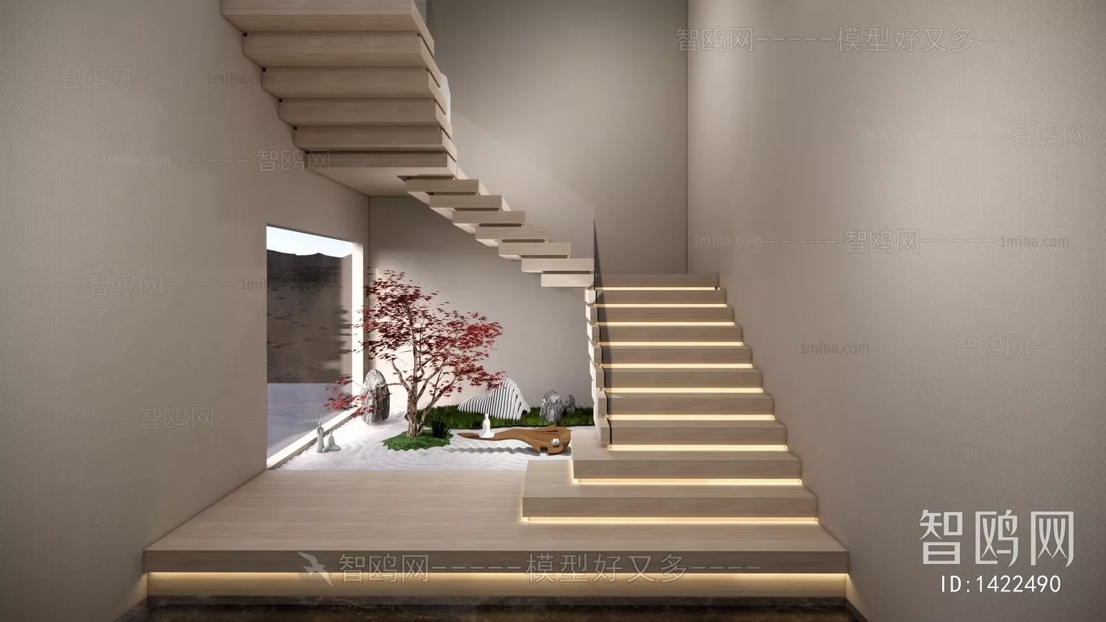 MODERN STAIR - SKETCHUP 3D MODEL - VRAY OR ENSCAPE - ID14314