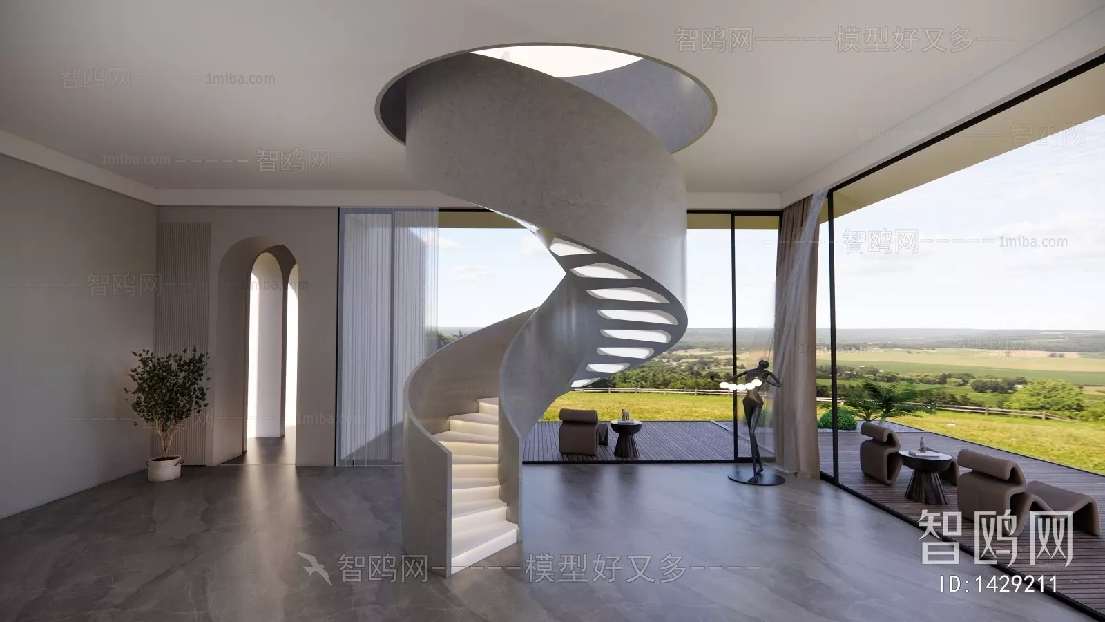 MODERN STAIR - SKETCHUP 3D MODEL - VRAY OR ENSCAPE - ID14317
