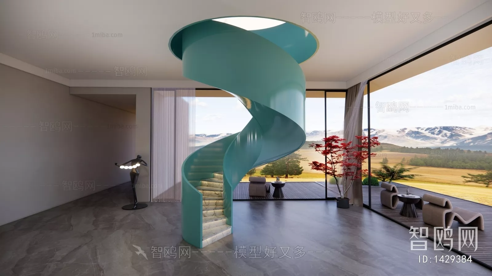 MODERN STAIR - SKETCHUP 3D MODEL - VRAY OR ENSCAPE - ID14318