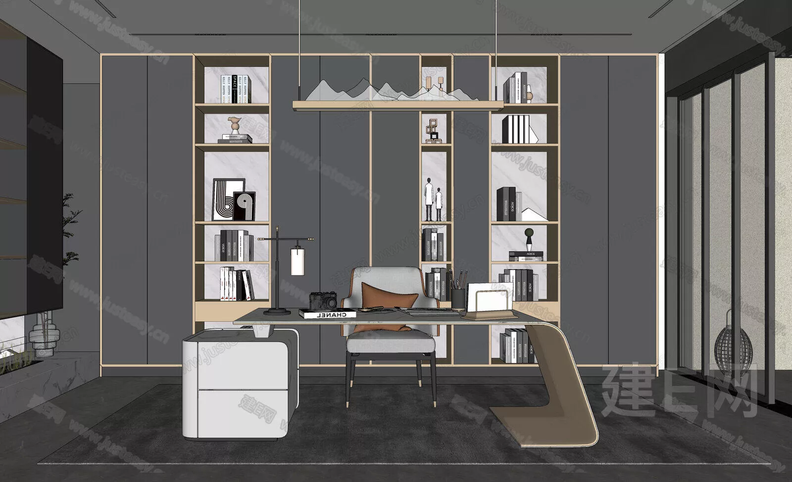 MODERN STUDY ROOM - SKETCHUP 3D SCENE - ENSCAPE - 110380281