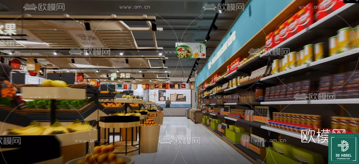 MODERN SUPERMARKET - SKETCHUP 3D SCENE - VRAY OR ENSCAPE - ID14355