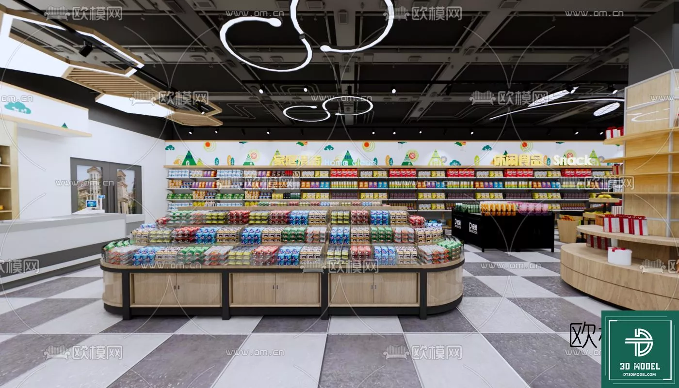 MODERN SUPERMARKET - SKETCHUP 3D SCENE - VRAY OR ENSCAPE - ID14357