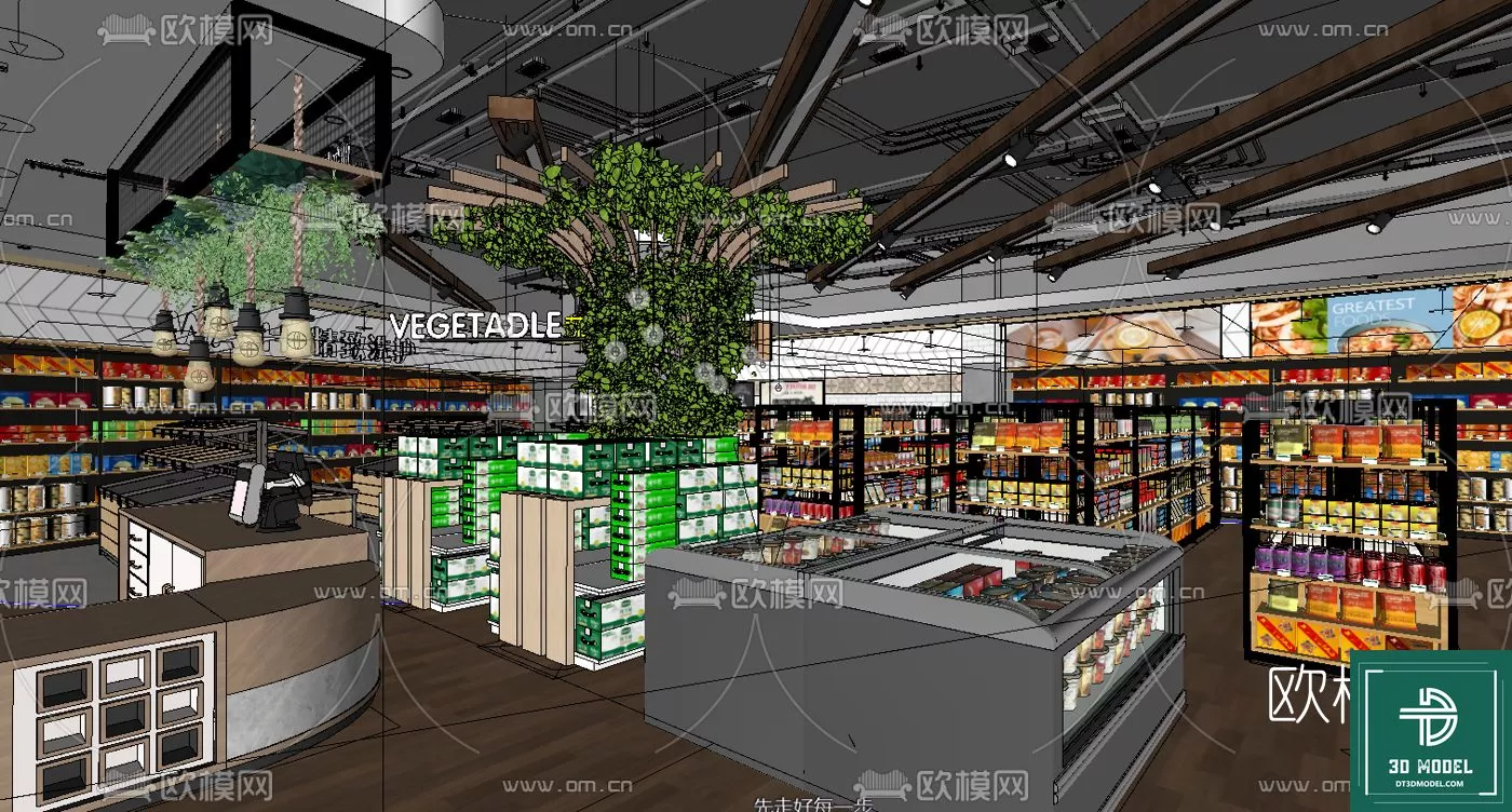 MODERN SUPERMARKET - SKETCHUP 3D SCENE - VRAY OR ENSCAPE - ID14358